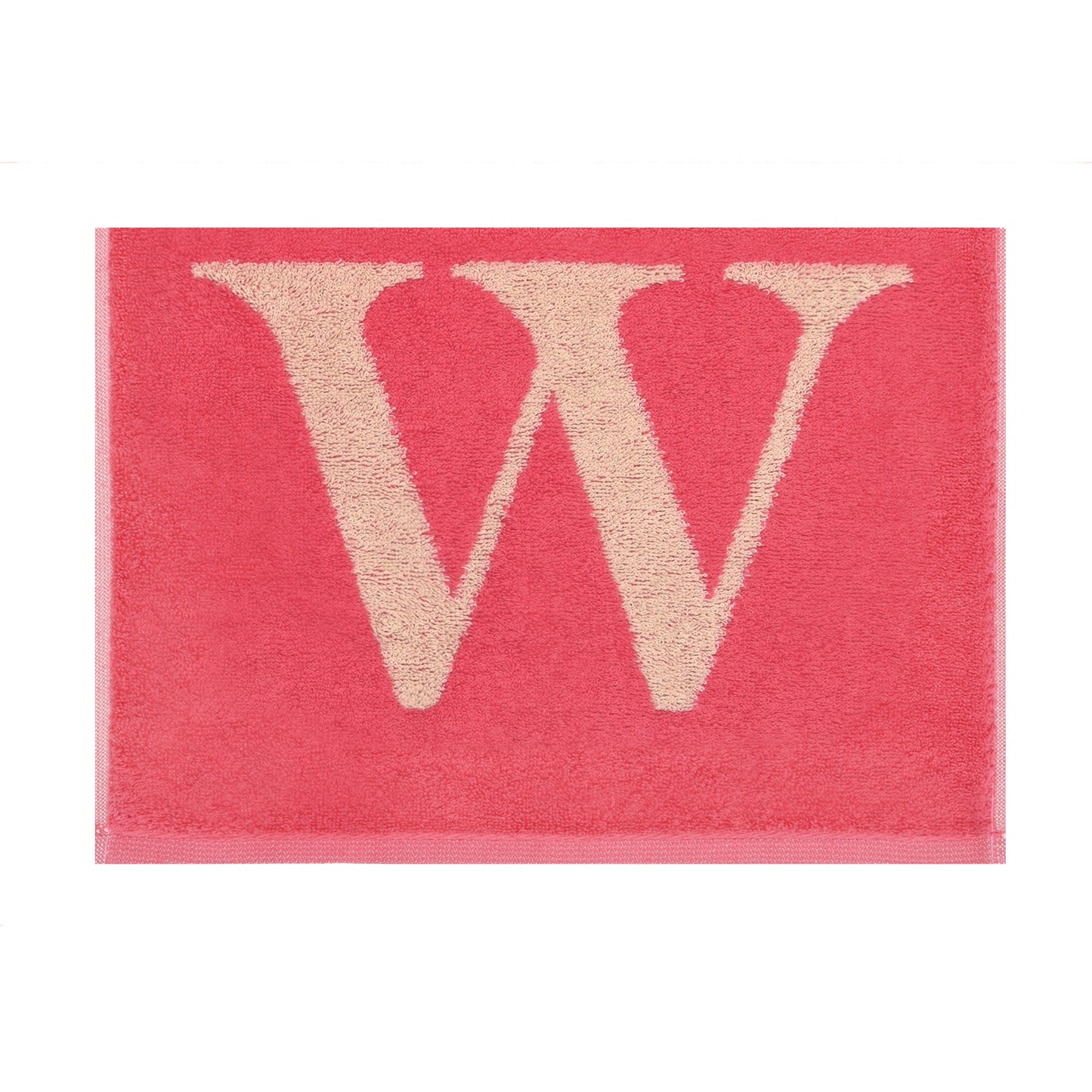 2er Set - Kleines Handtuch mit Buchstabe "W" – Natur / Pink / Orange