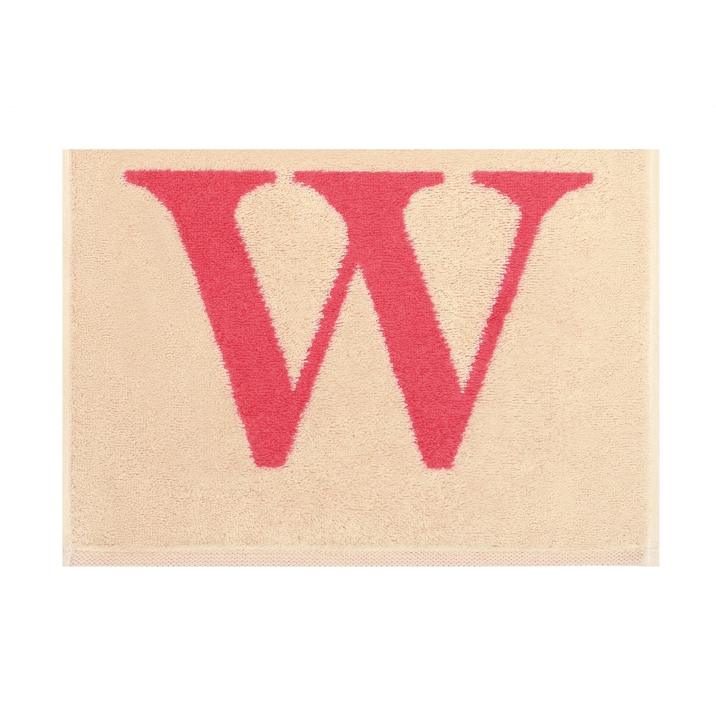 2er Set - Kleines Handtuch mit Buchstabe "W" – Natur / Pink / Orange