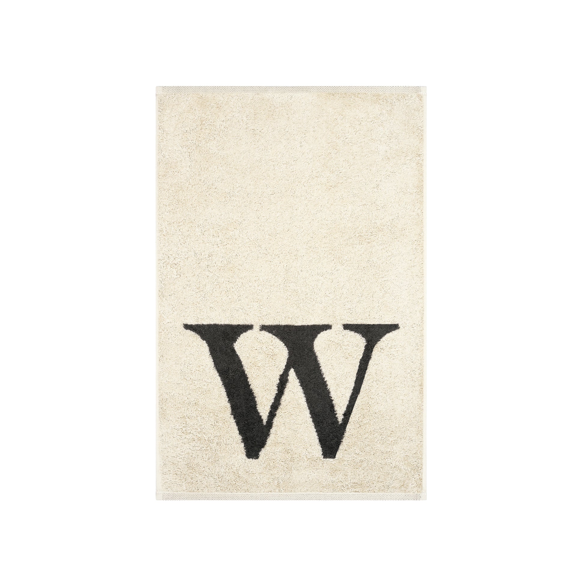 2er Set - Kleines Handtuch mit Buchstabe "W" – Natur / Dunkelgrau