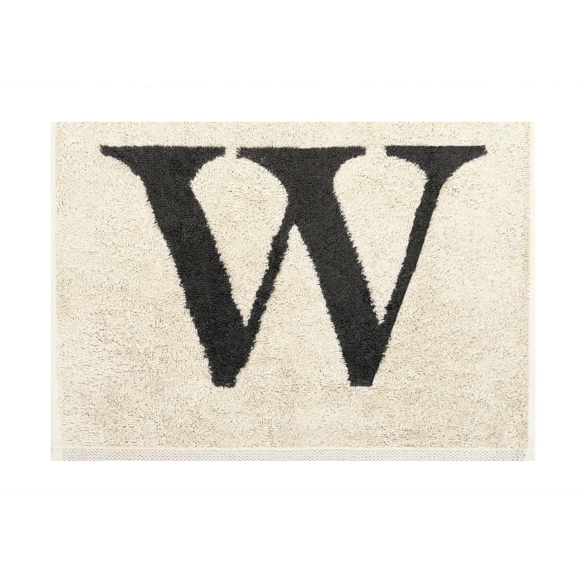 2er Set - Kleines Handtuch mit Buchstabe "W" – Natur / Dunkelgrau