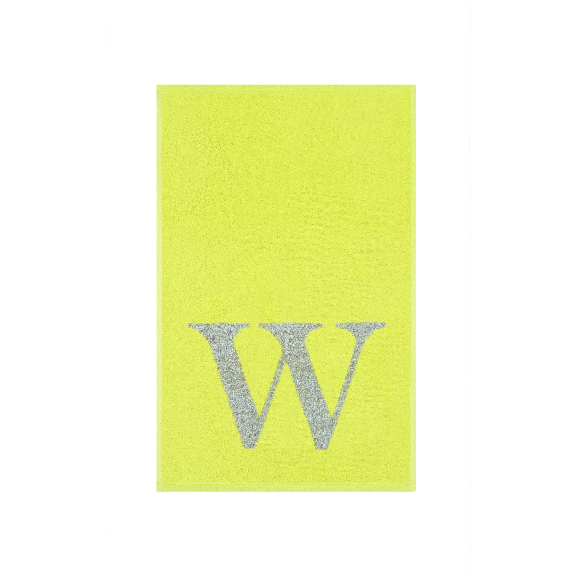 2er Set - Kleines Handtuch mit Buchstabe "W" – Silber / Lime