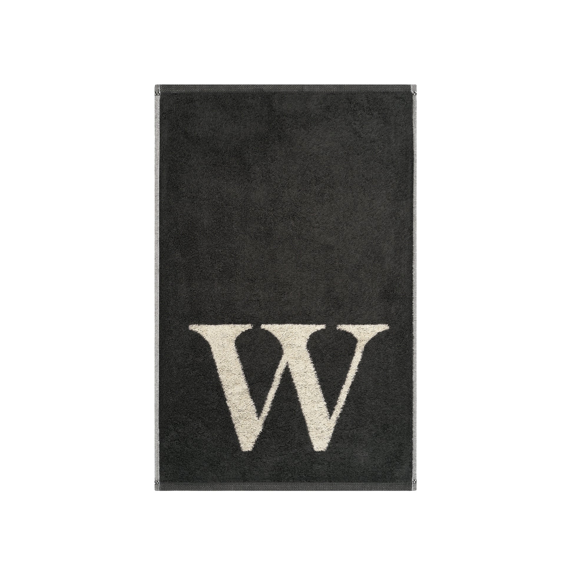2er Set - Kleines Handtuch mit Buchstabe "W" – Natur / Dunkelgrau