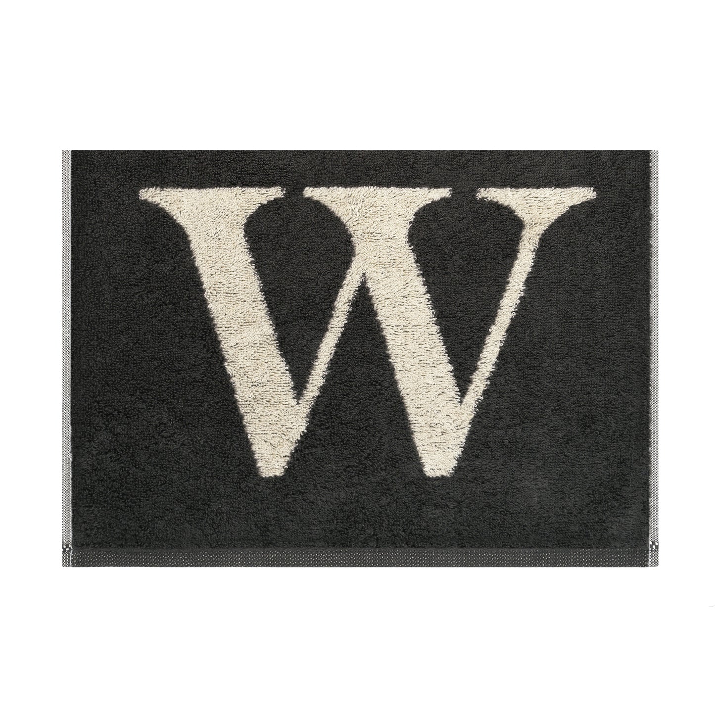 2er Set - Kleines Handtuch mit Buchstabe "W" – Natur / Dunkelgrau