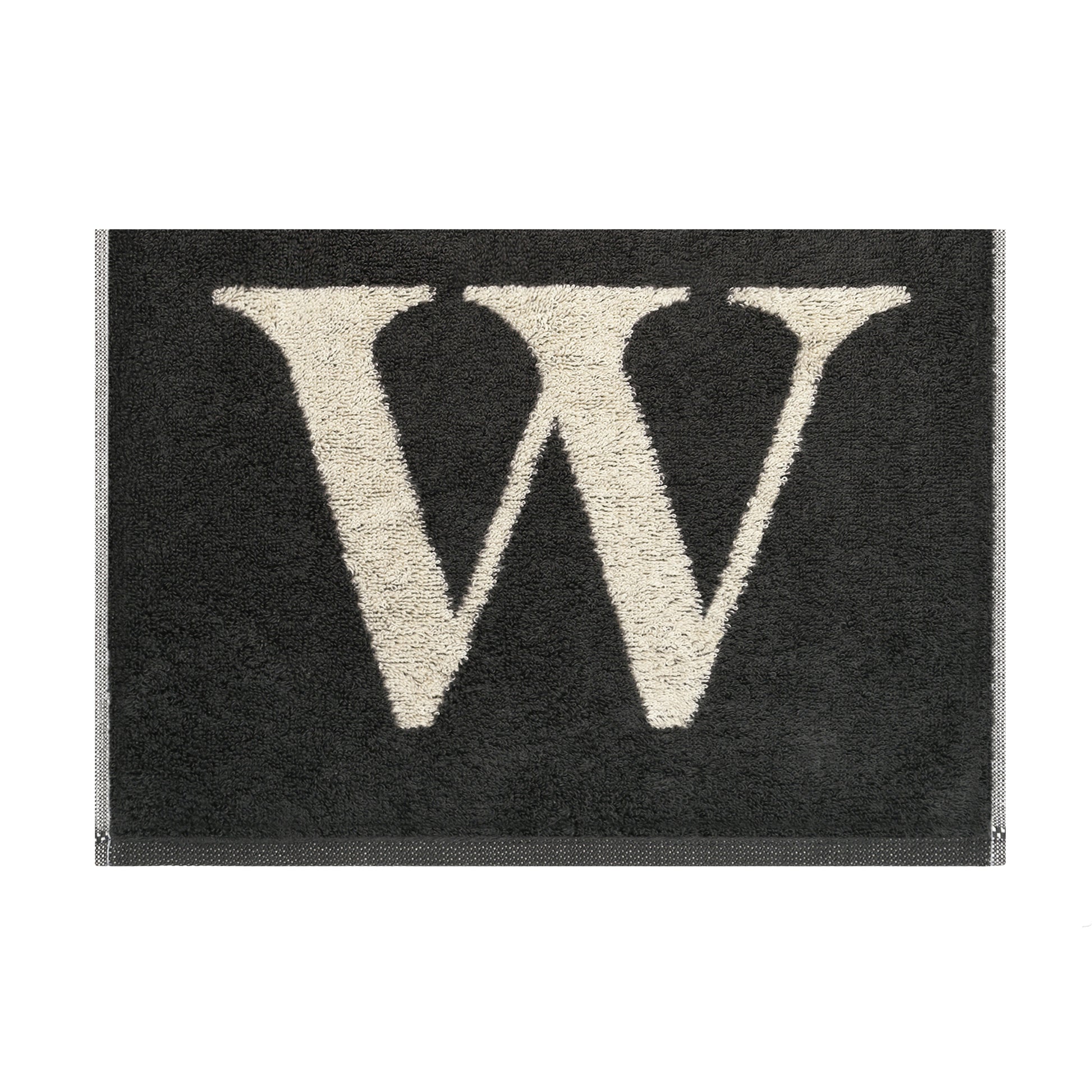 2er Set - Kleines Handtuch mit Buchstabe "W" – Natur / Dunkelgrau