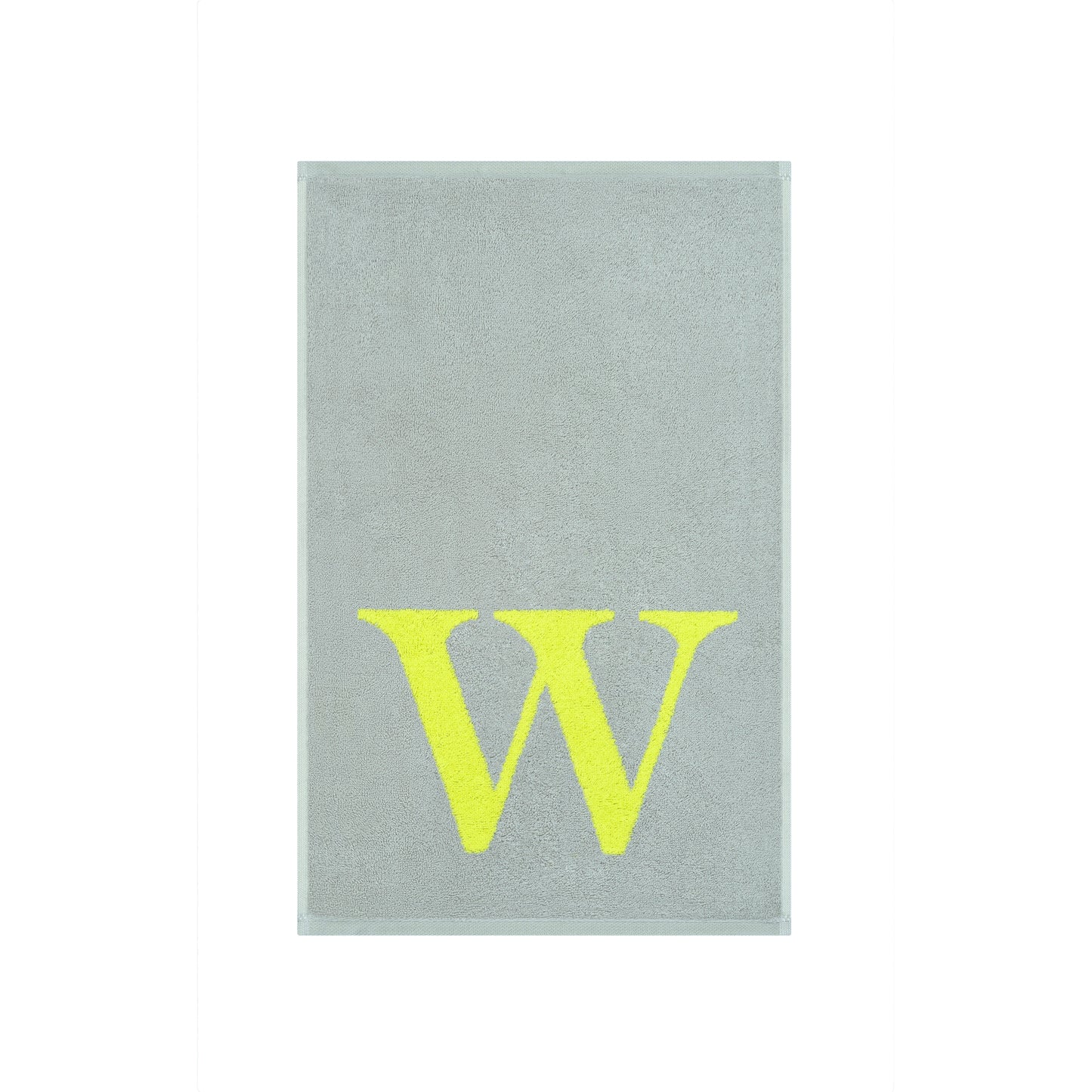 2er Set - Kleines Handtuch mit Buchstabe "W" – Silber / Lime
