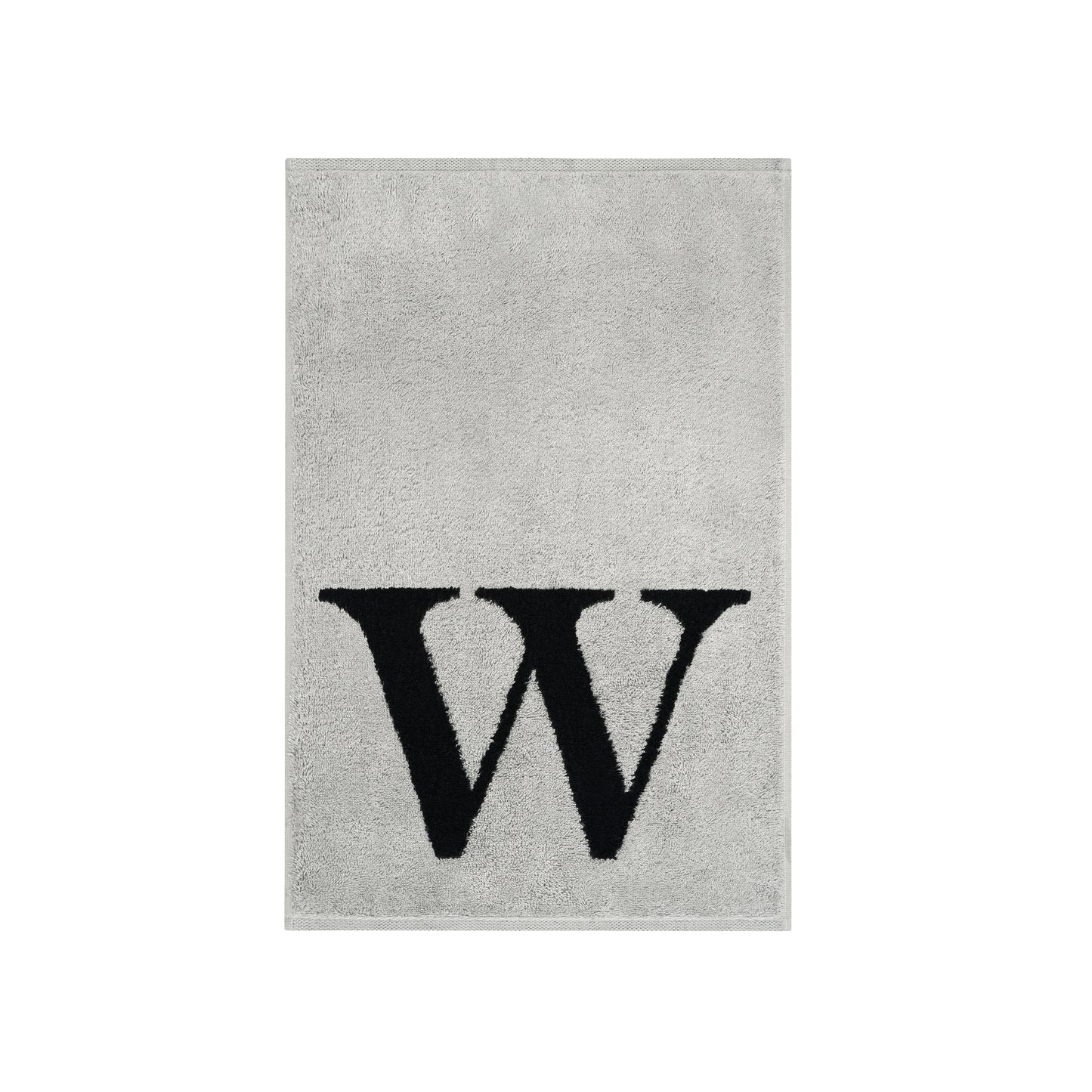 2er Set - Kleines Handtuch mit Buchstabe "W" – Silber / Schwarz