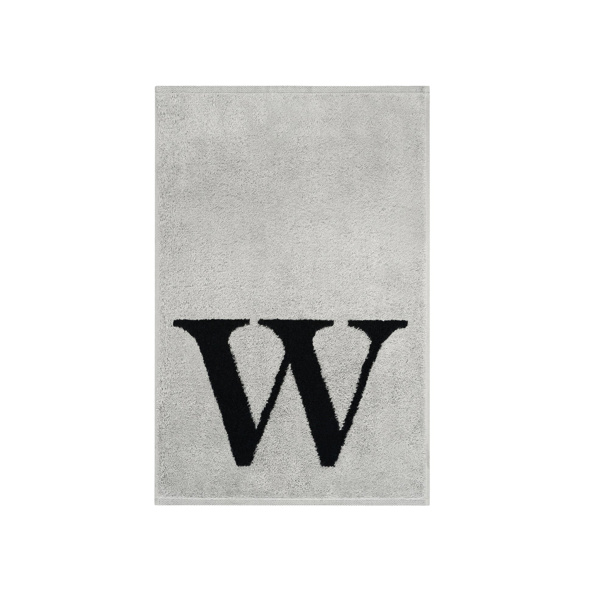 2er Set - Kleines Handtuch mit Buchstabe "W" – Silber / Schwarz
