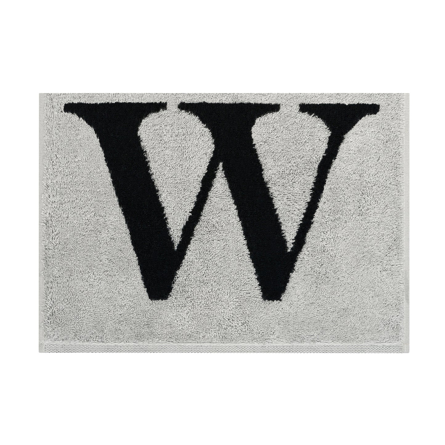 2er Set - Kleines Handtuch mit Buchstabe "W" – Silber / Schwarz