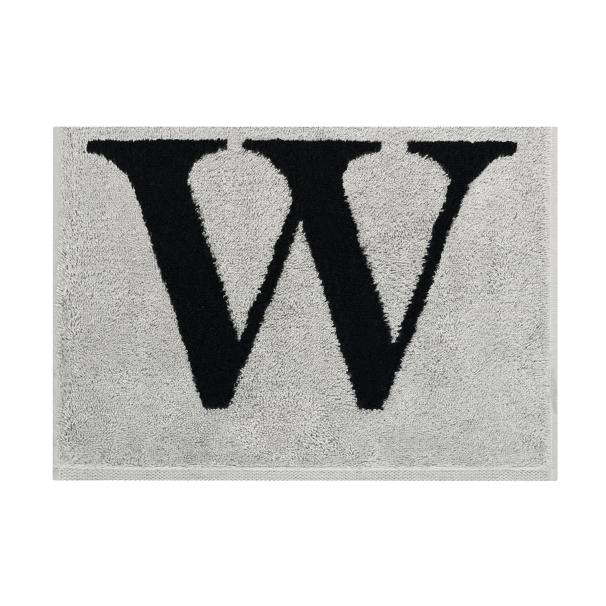 2er Set - Kleines Handtuch mit Buchstabe "W" – Silber / Schwarz