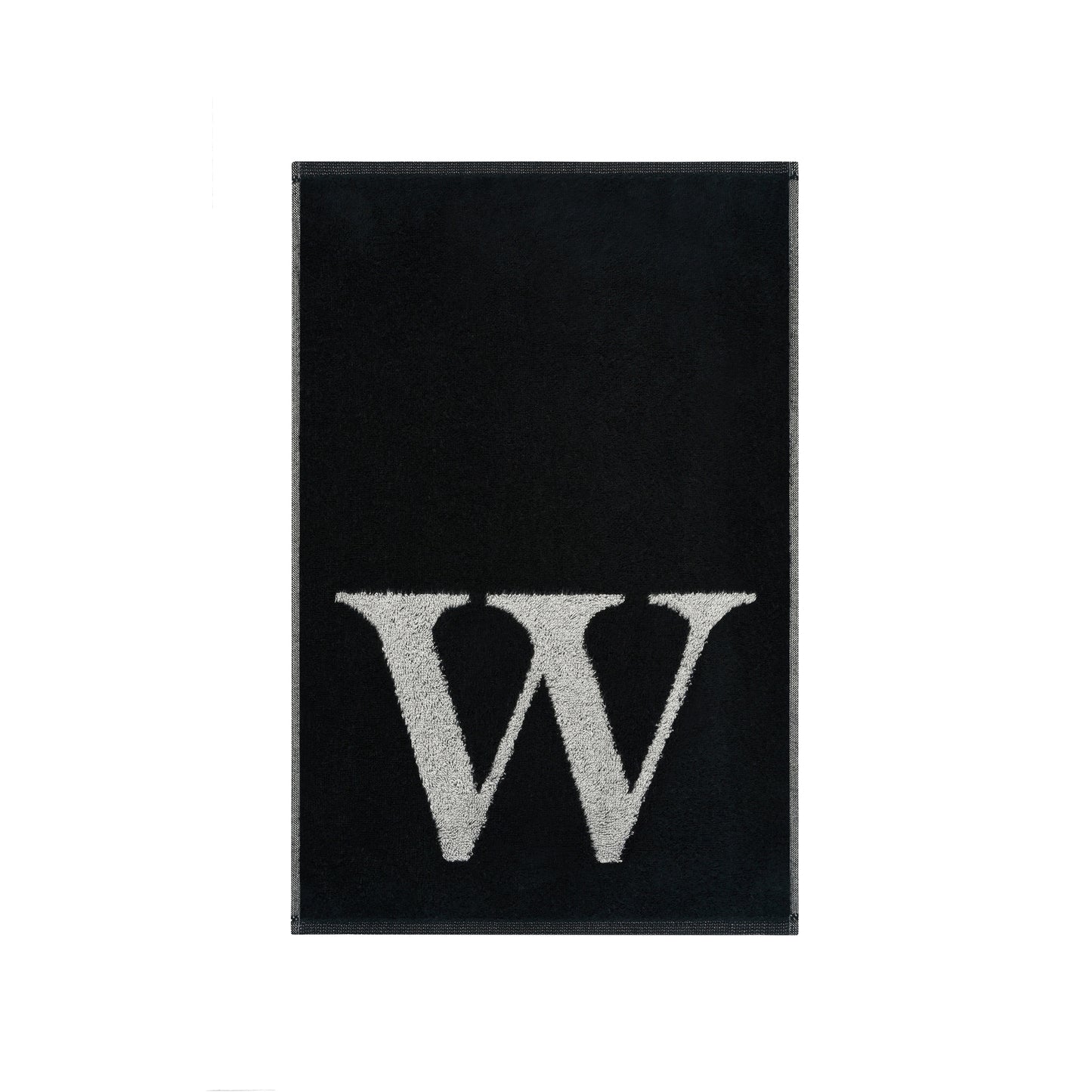 2er Set - Kleines Handtuch mit Buchstabe "W" – Silber / Schwarz