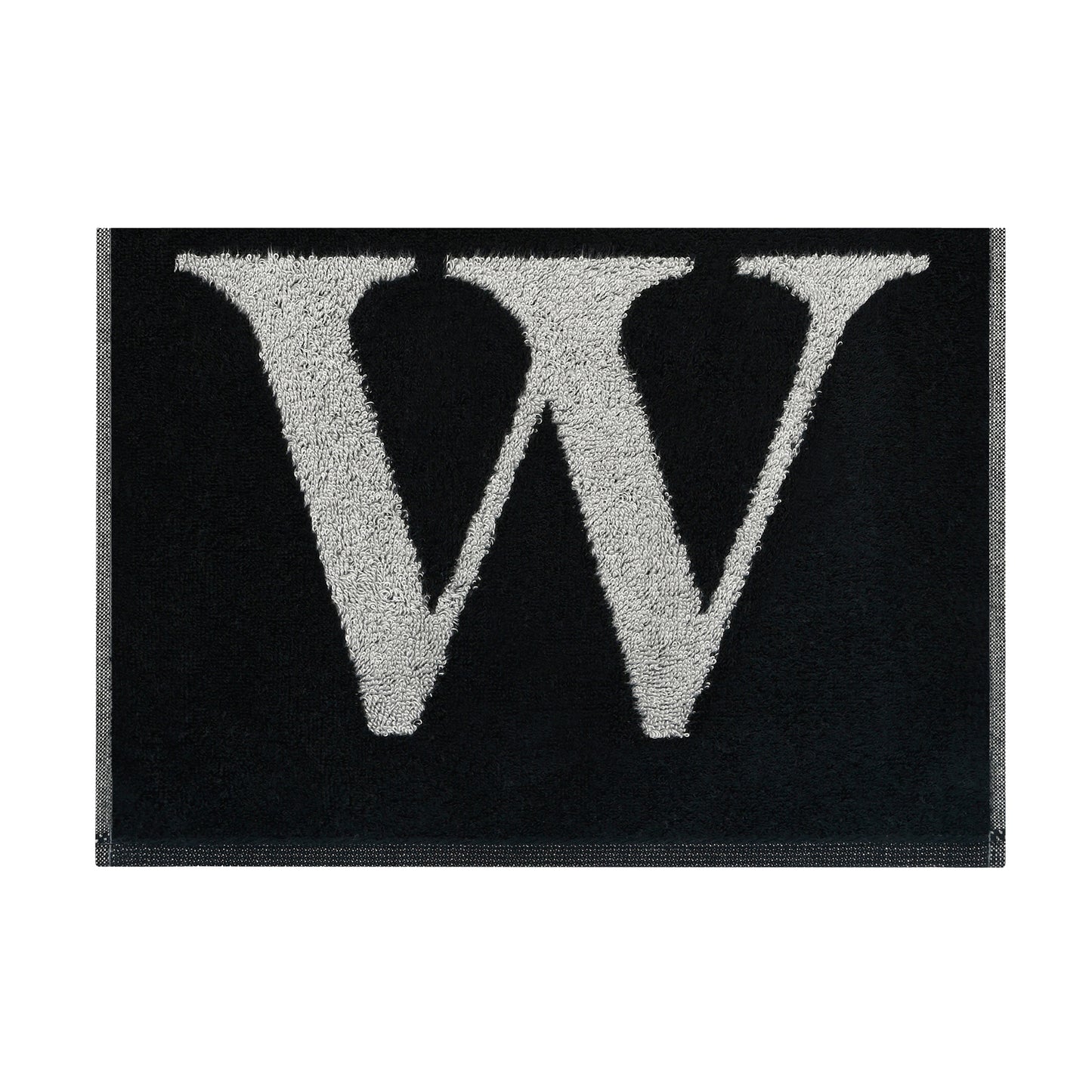 2er Set - Kleines Handtuch mit Buchstabe "W" – Silber / Schwarz