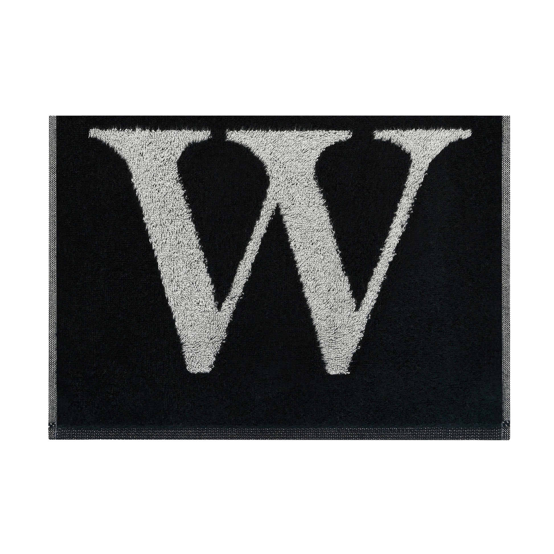 2er Set - Kleines Handtuch mit Buchstabe "W" – Silber / Schwarz