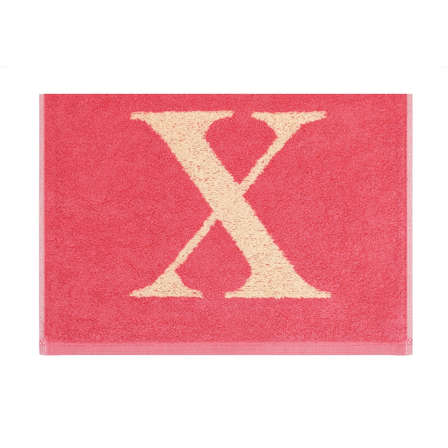 2er Set - Kleines Handtuch mit Buchstabe "X" – Natur / Pink / Orange