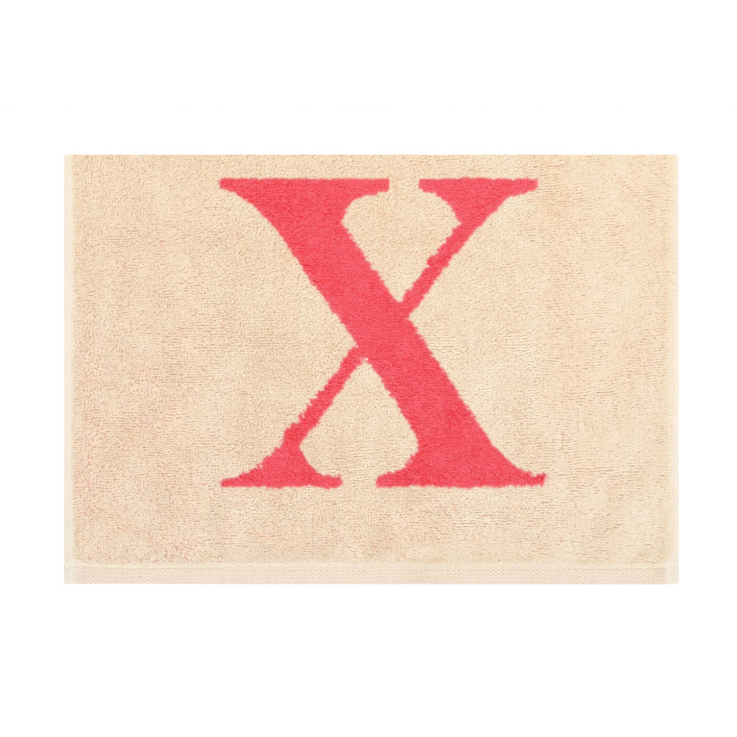 2er Set - Kleines Handtuch mit Buchstabe "X" – Natur / Pink / Orange