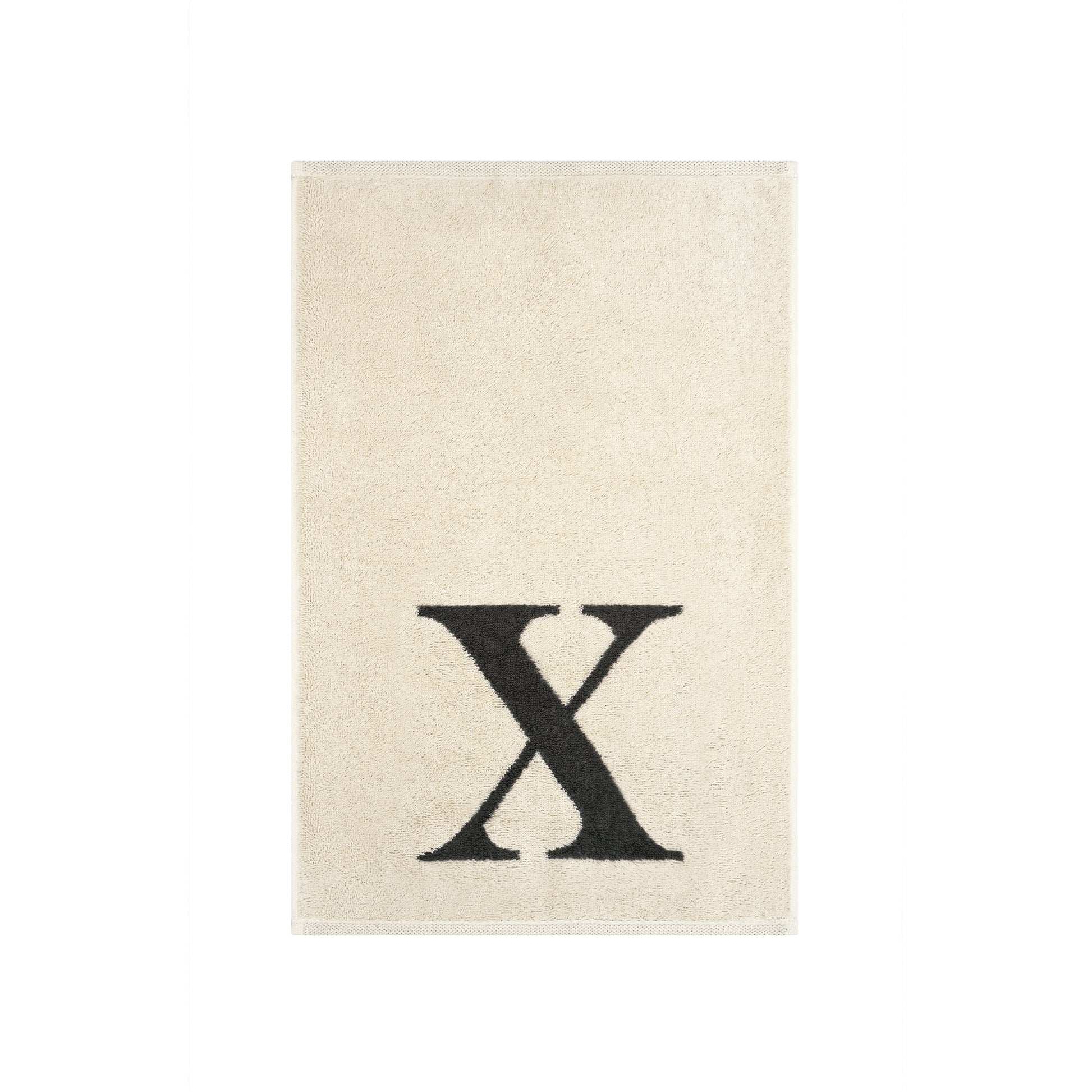 2er Set - Kleines Handtuch mit Buchstabe "X" – Natur / Dunkelgrau