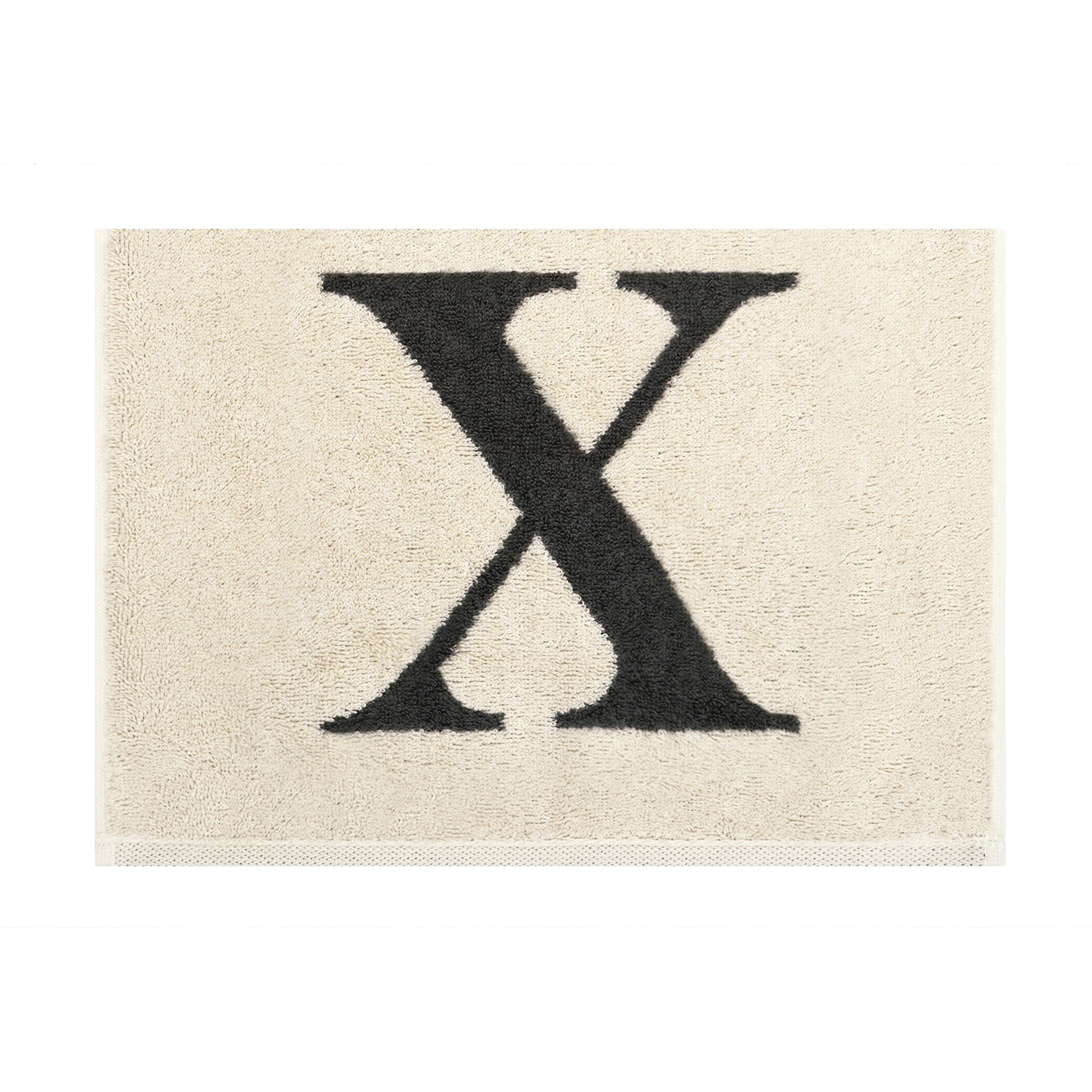 2er Set - Kleines Handtuch mit Buchstabe "X" – Natur / Dunkelgrau