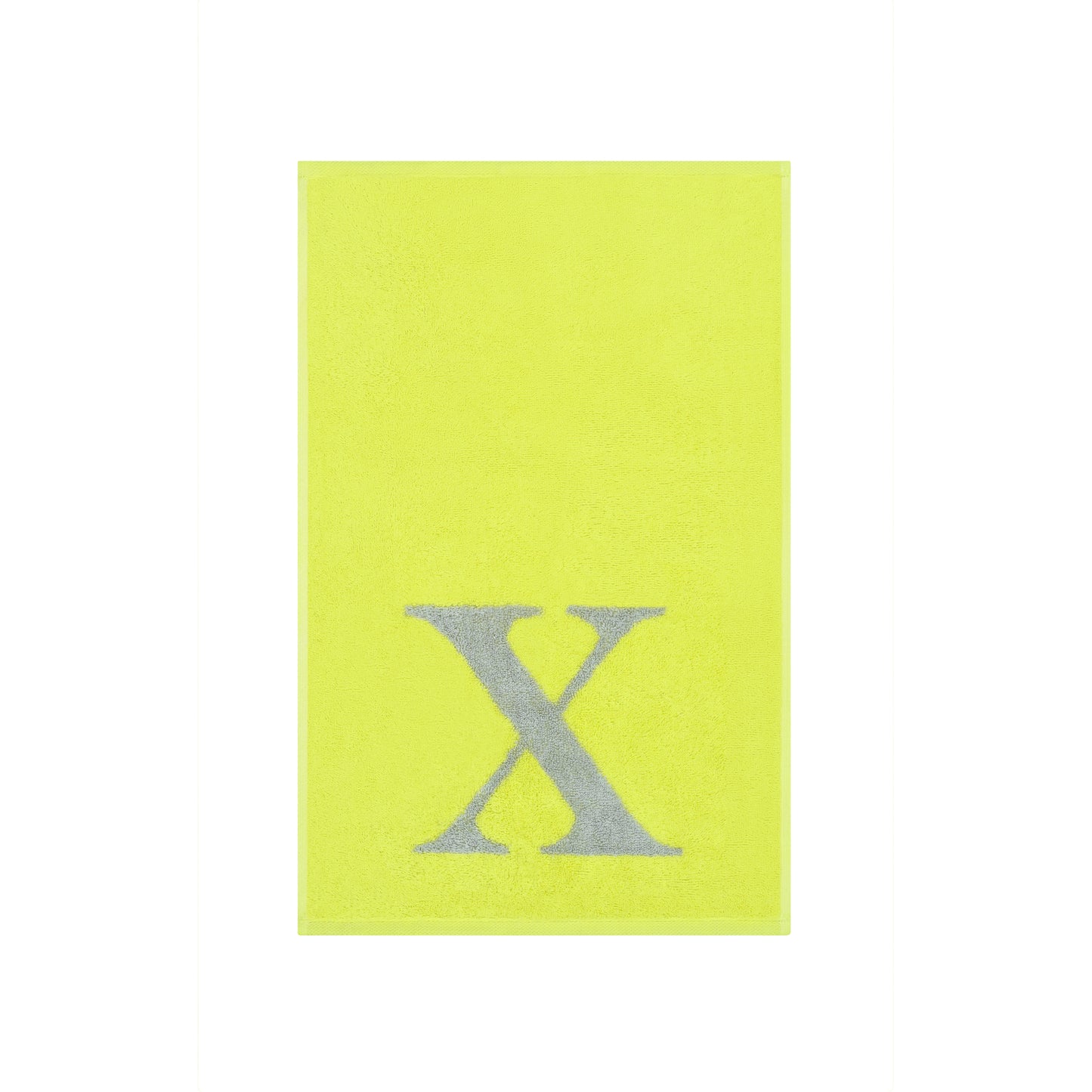 2er Set - Kleines Handtuch mit Buchstabe "X" – Silber / Lime