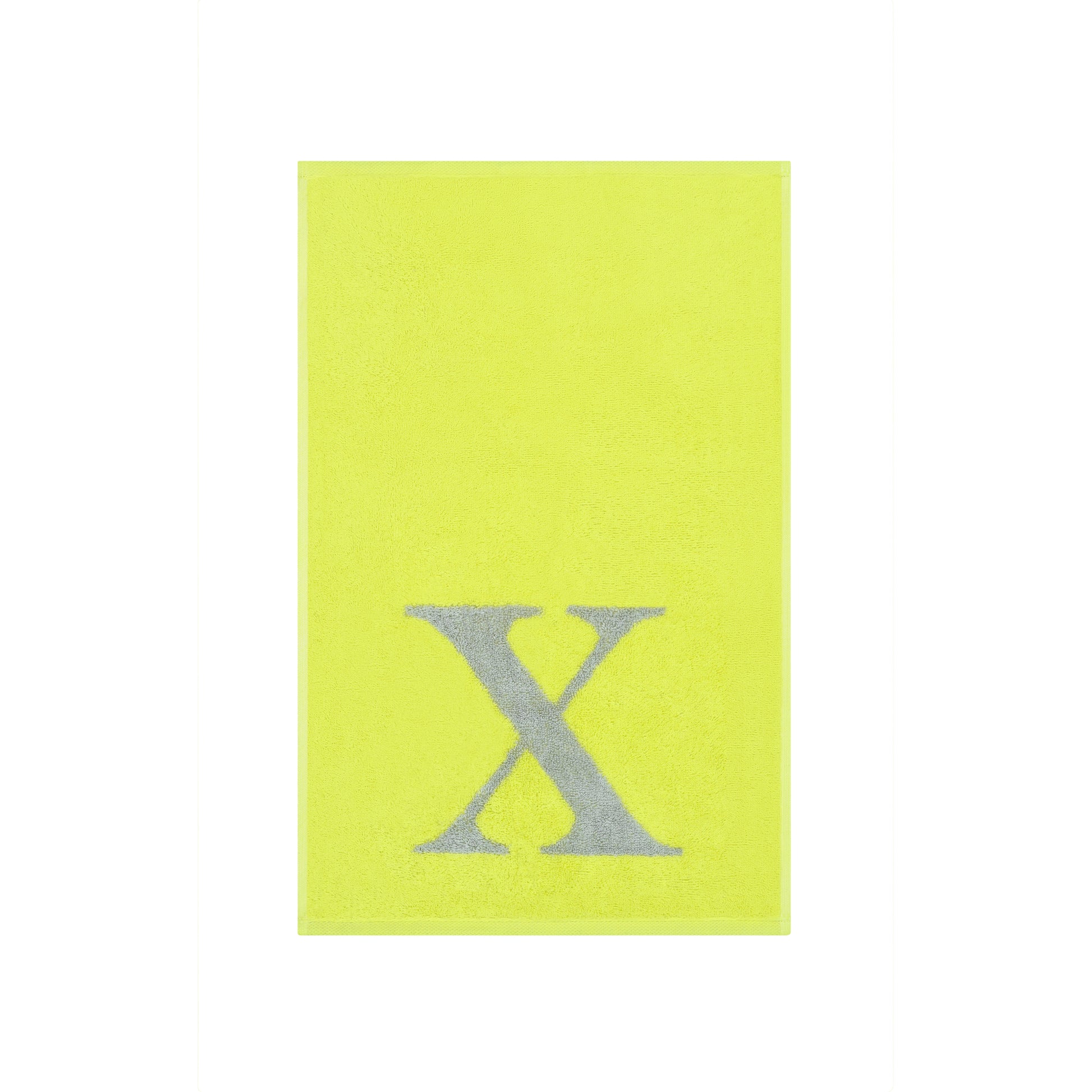 2er Set - Kleines Handtuch mit Buchstabe "X" – Silber / Lime