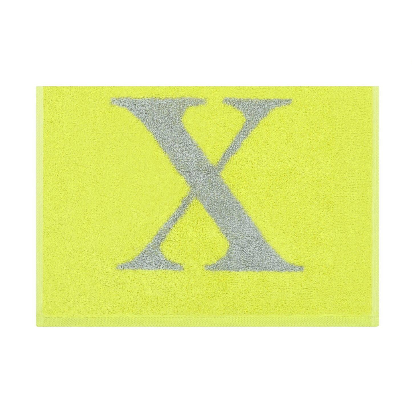 2er Set - Kleines Handtuch mit Buchstabe "X" – Silber / Lime