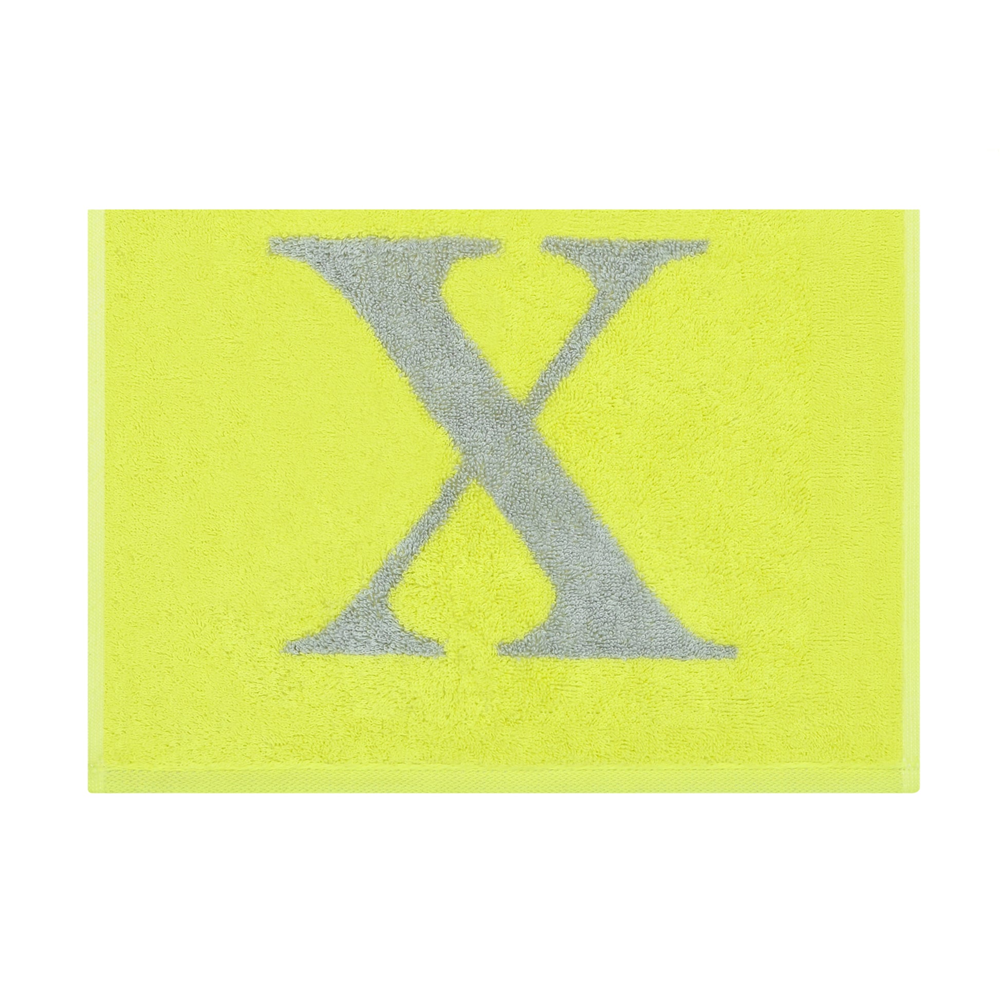 2er Set - Kleines Handtuch mit Buchstabe "X" – Silber / Lime