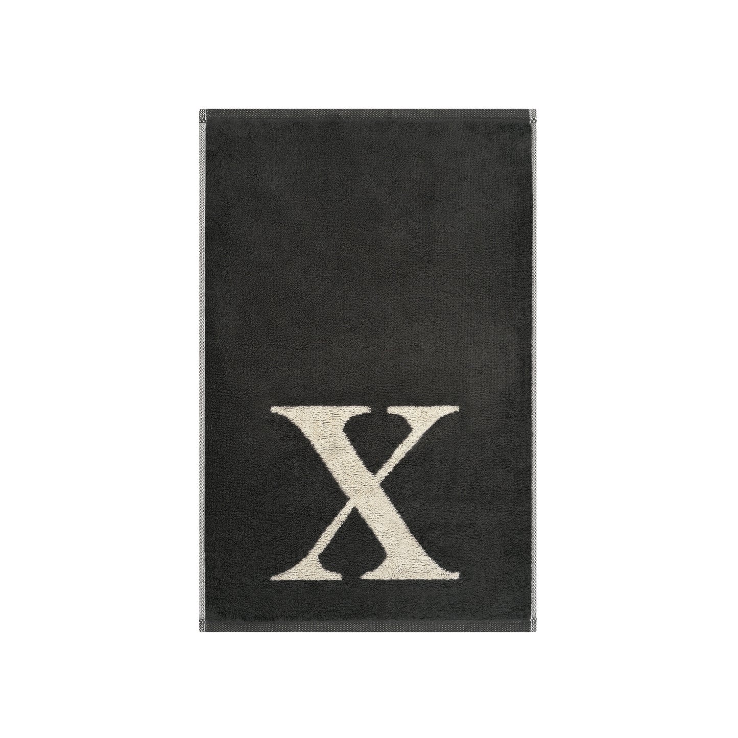 2er Set - Kleines Handtuch mit Buchstabe "X" – Natur / Dunkelgrau