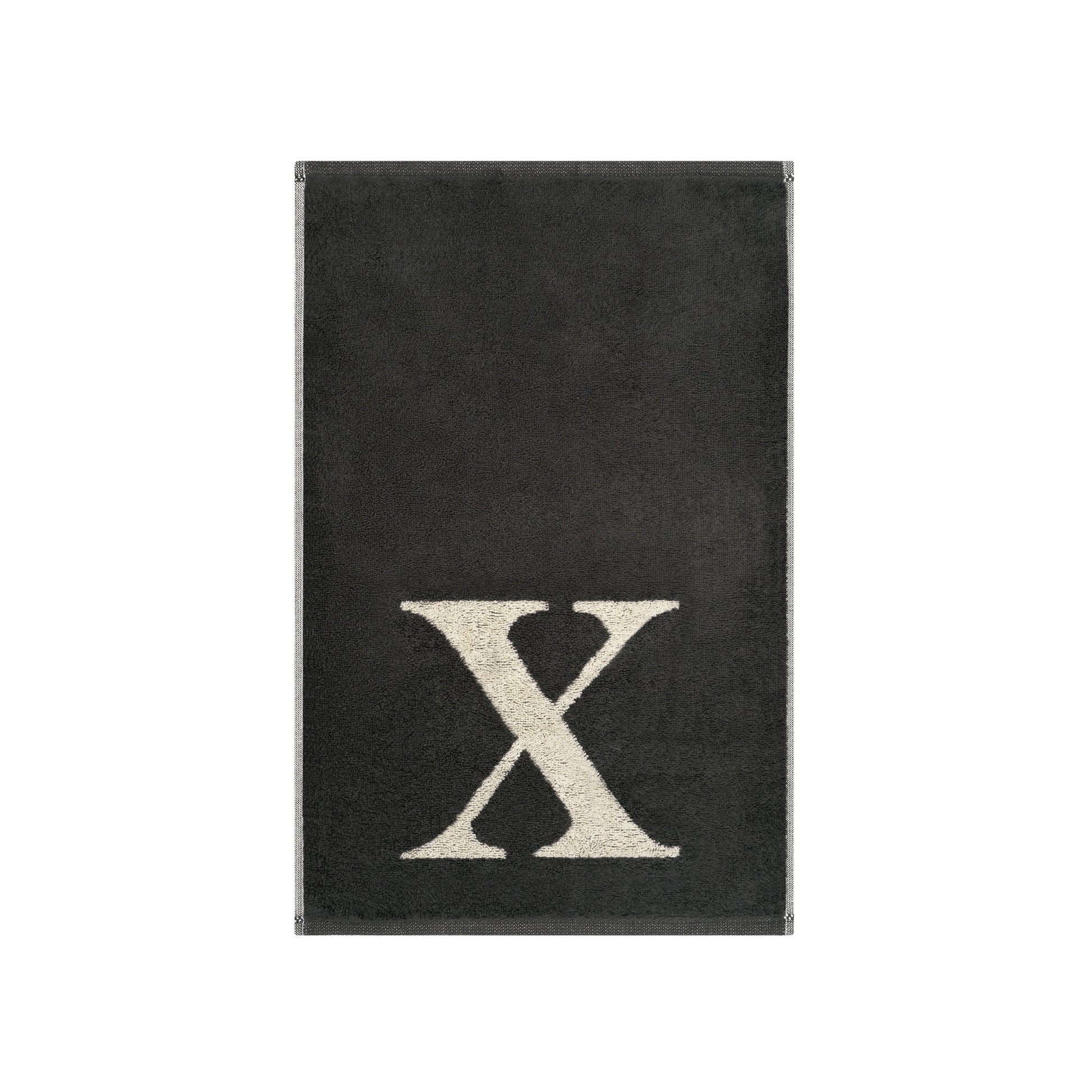 2er Set - Kleines Handtuch mit Buchstabe "X" – Natur / Dunkelgrau