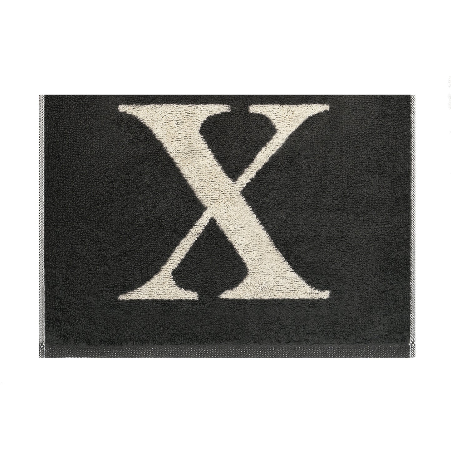 2er Set - Kleines Handtuch mit Buchstabe "X" – Natur / Dunkelgrau