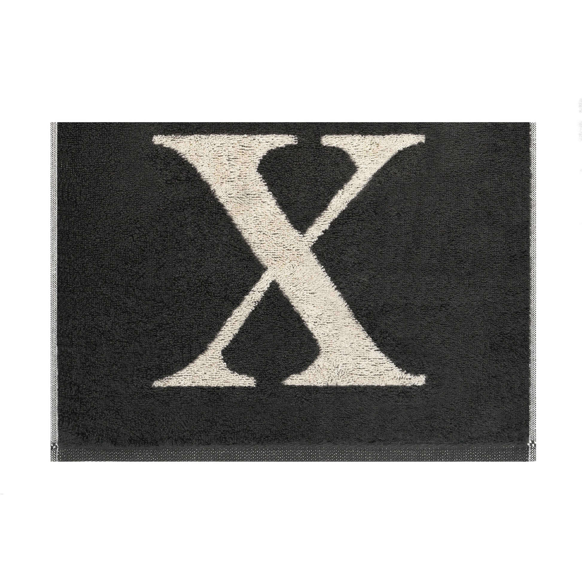 2er Set - Kleines Handtuch mit Buchstabe "X" – Natur / Dunkelgrau