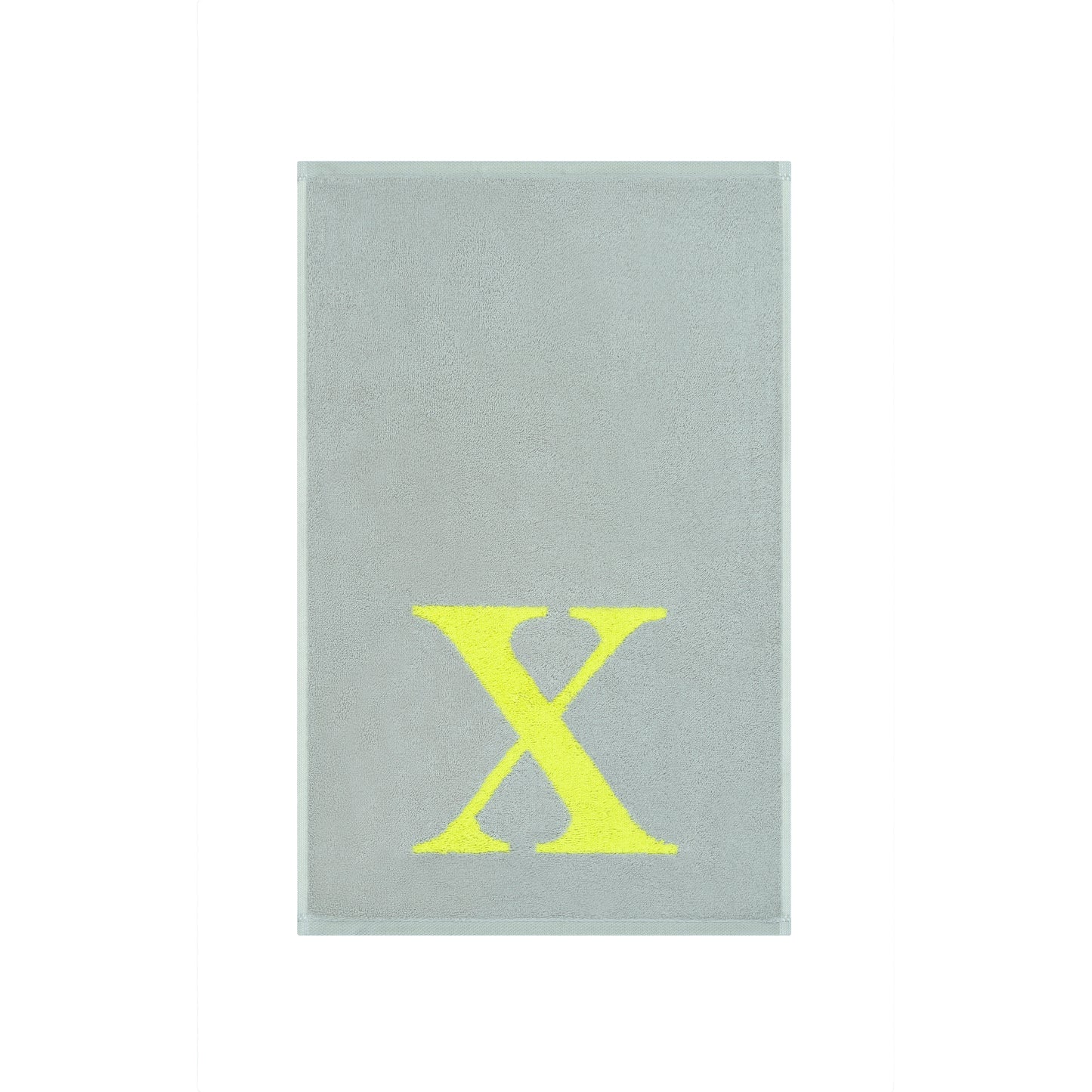 2er Set - Kleines Handtuch mit Buchstabe "X" – Silber / Lime