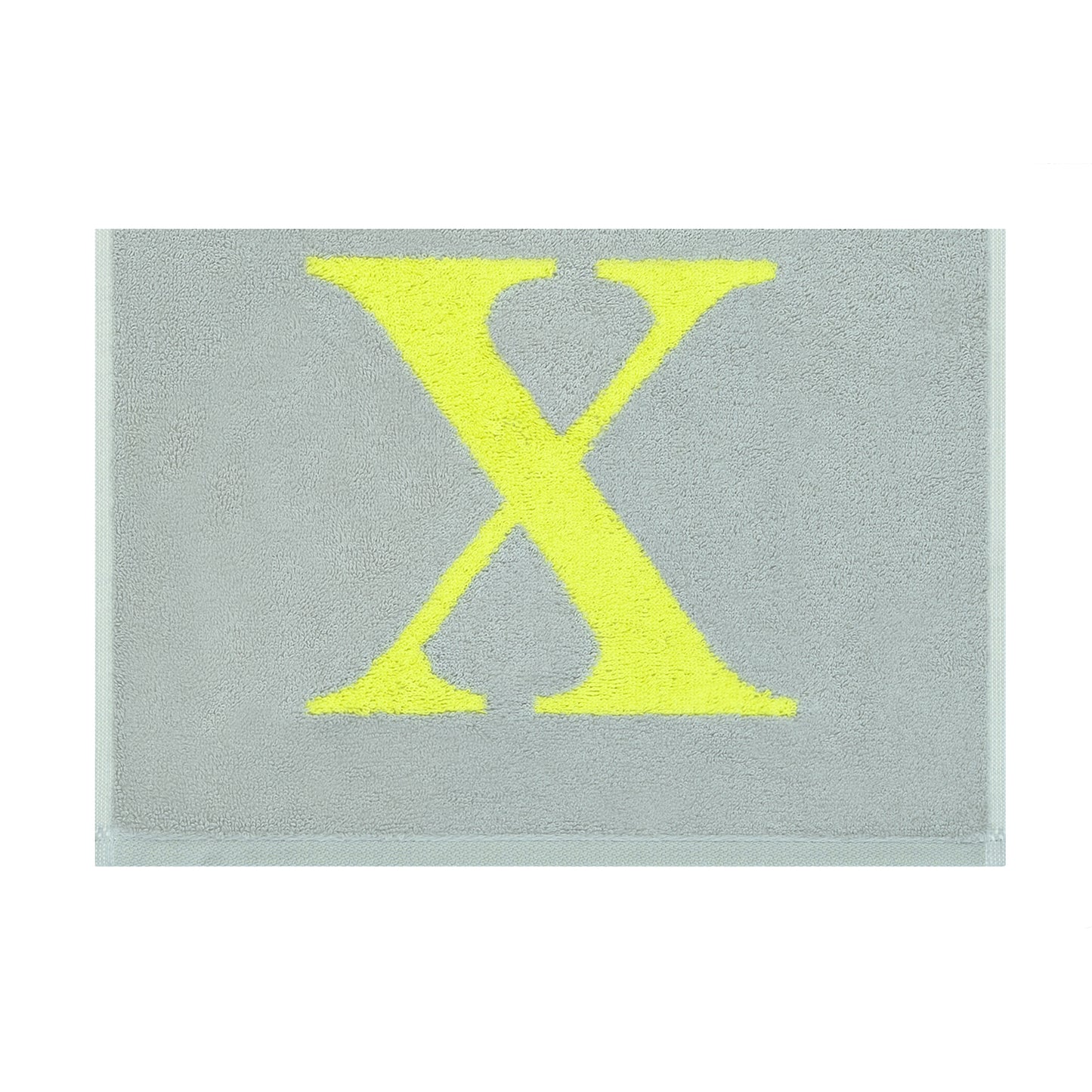 2er Set - Kleines Handtuch mit Buchstabe "X" – Silber / Lime
