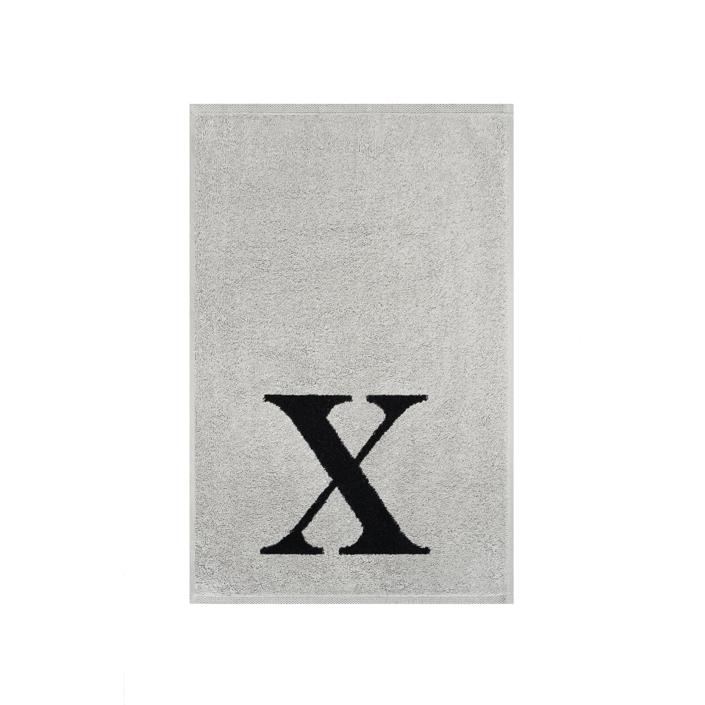 2er Set - Kleines Handtuch mit Buchstabe "X" – Silber / Schwarz