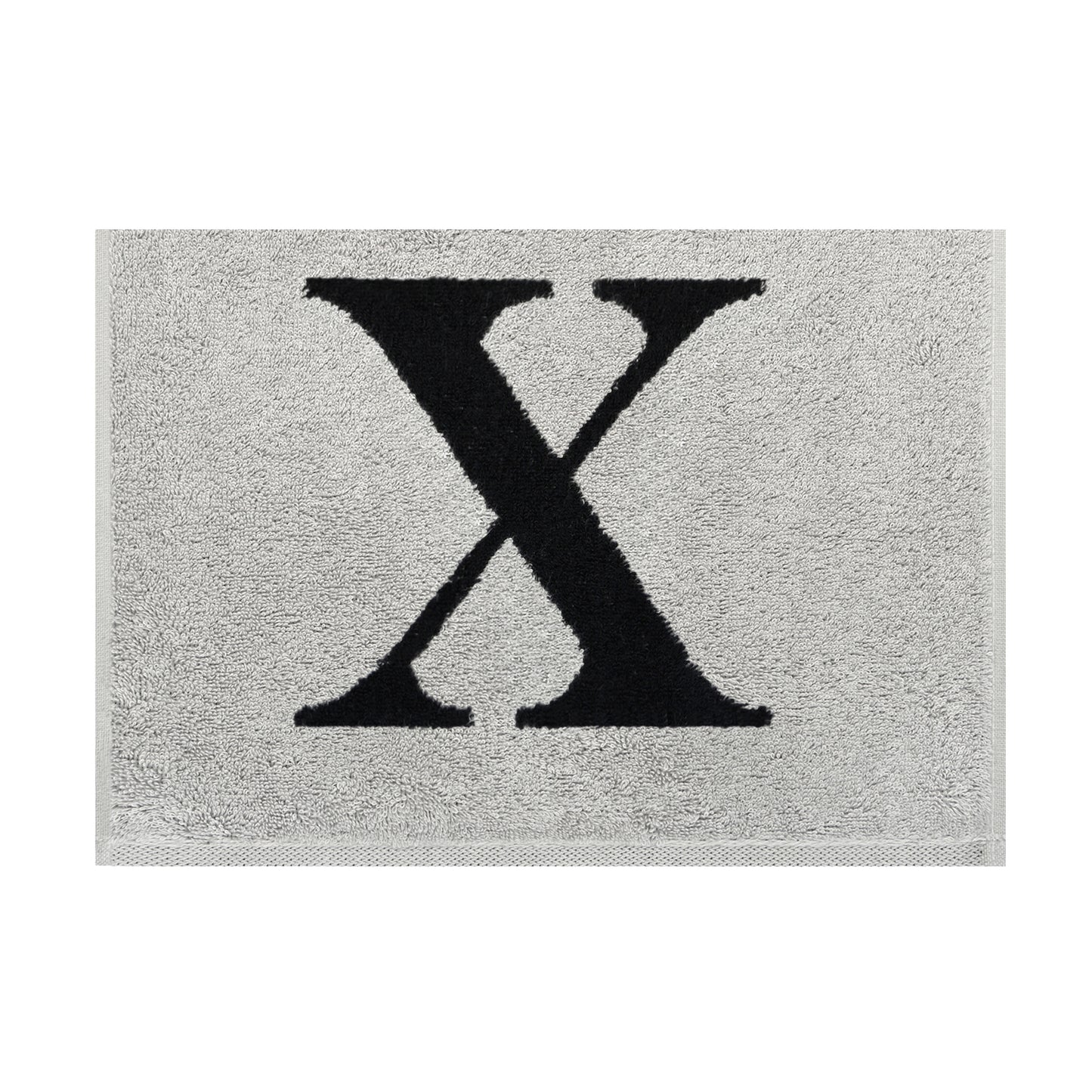 2er Set - Kleines Handtuch mit Buchstabe "X" – Silber / Schwarz