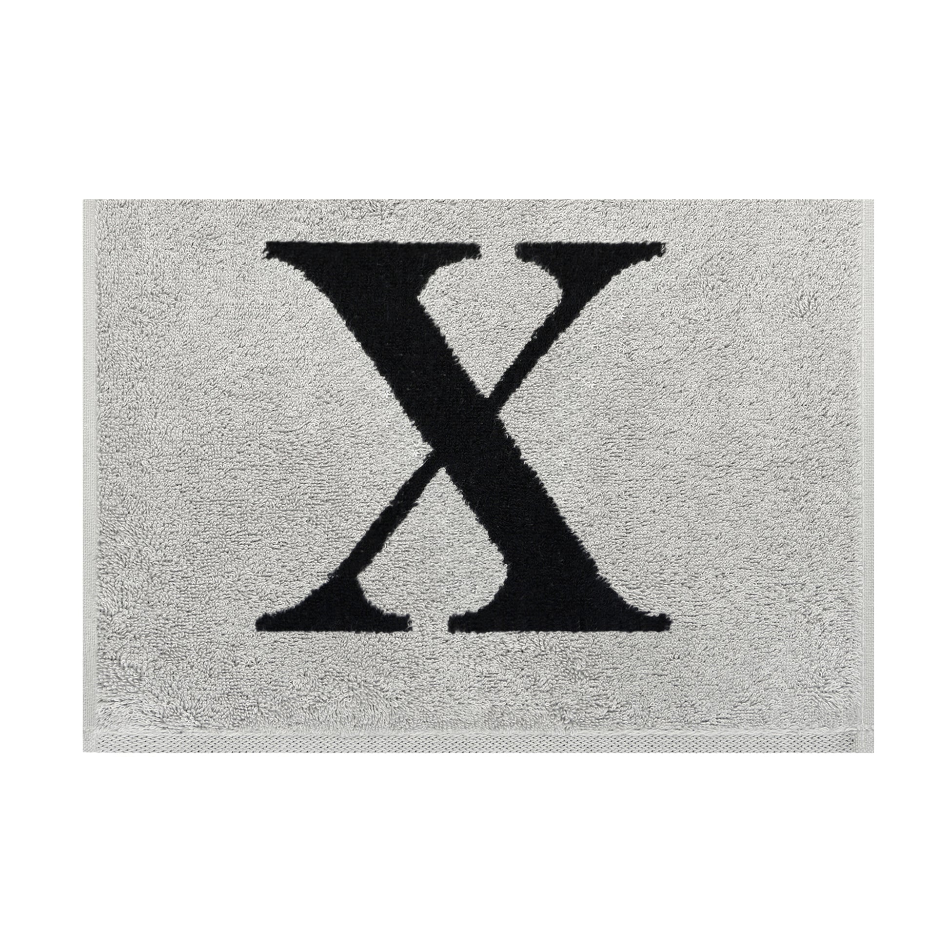 2er Set - Kleines Handtuch mit Buchstabe "X" – Silber / Schwarz