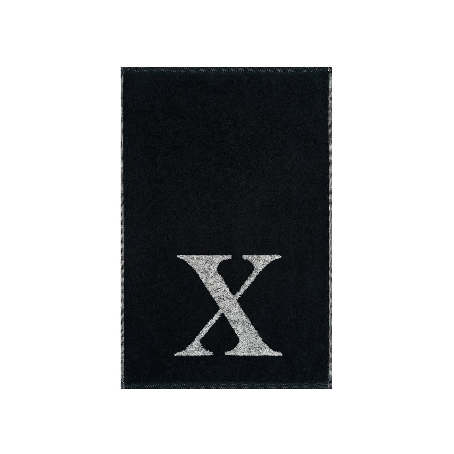 2er Set - Kleines Handtuch mit Buchstabe "X" – Silber / Schwarz