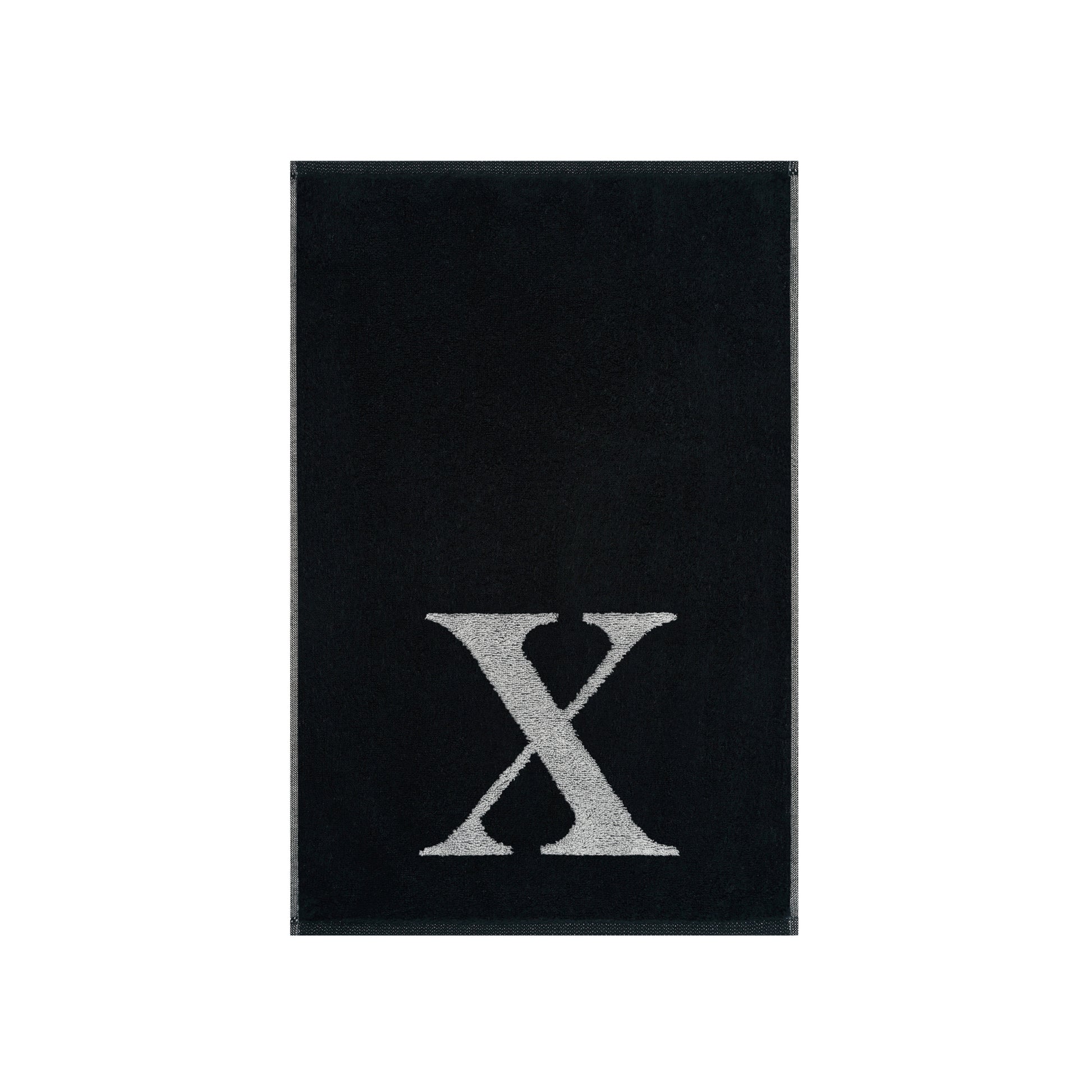 2er Set - Kleines Handtuch mit Buchstabe "X" – Silber / Schwarz