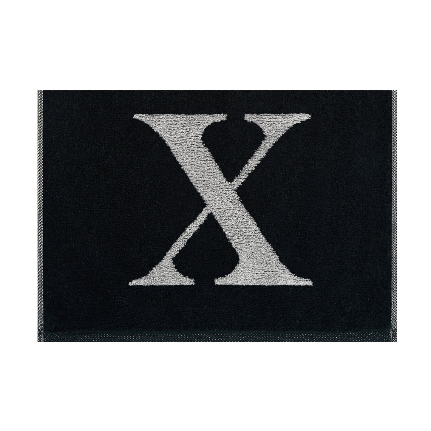2er Set - Kleines Handtuch mit Buchstabe "X" – Silber / Schwarz