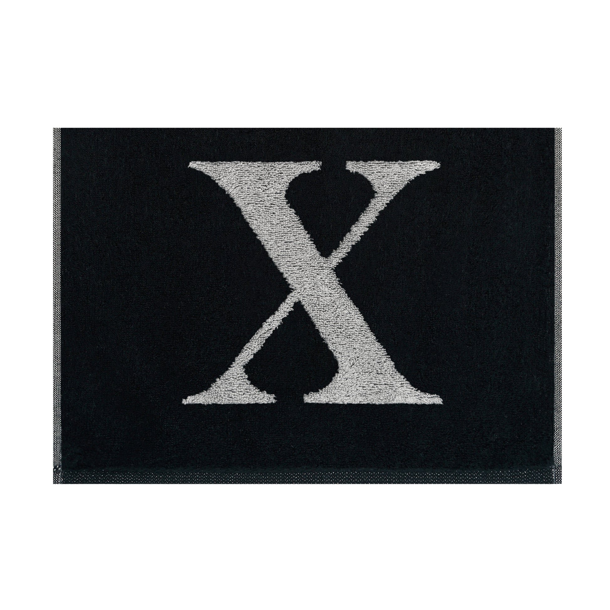 2er Set - Kleines Handtuch mit Buchstabe "X" – Silber / Schwarz