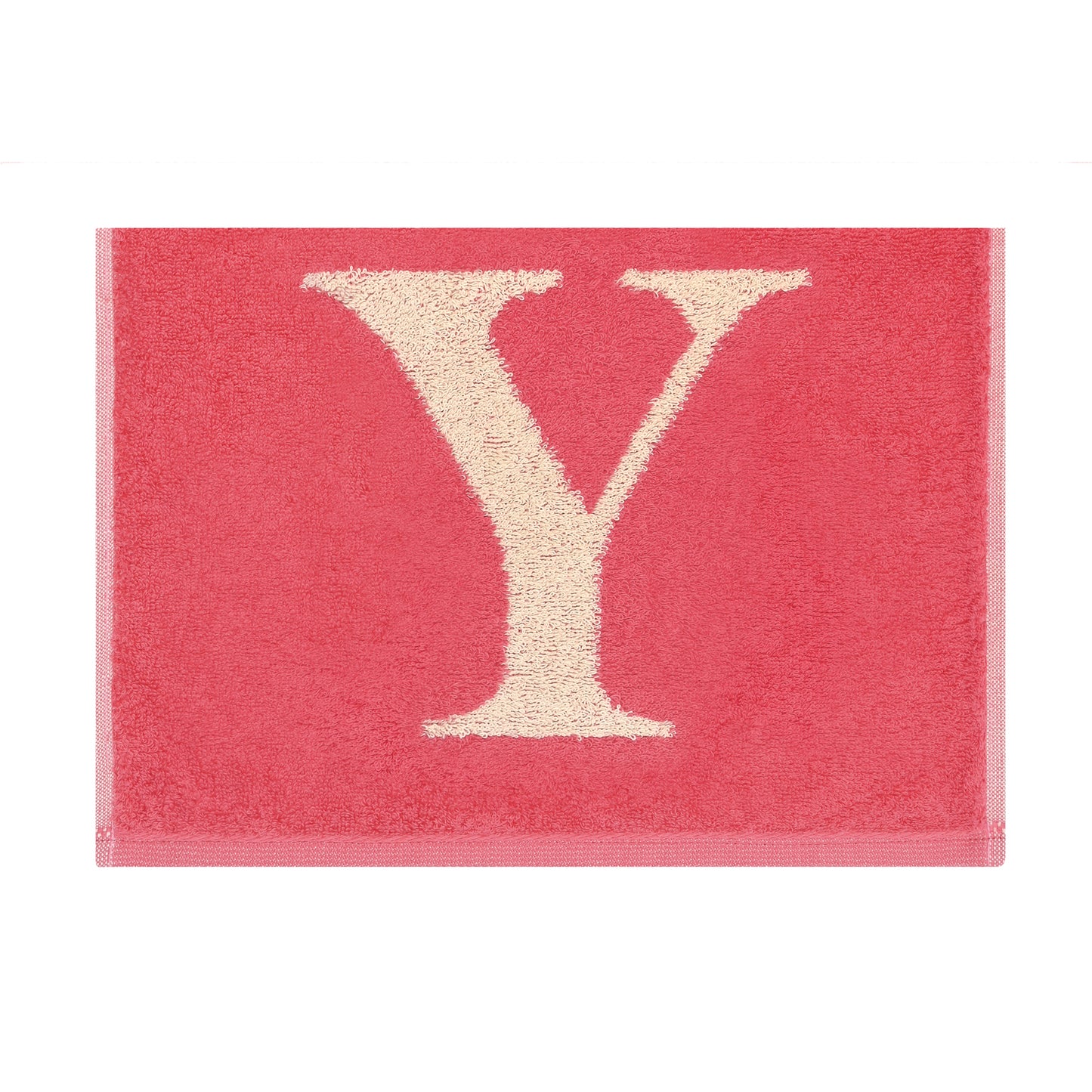 2er Set - Kleines Handtuch mit Buchstabe "Y" – Natur / Pink / Orange