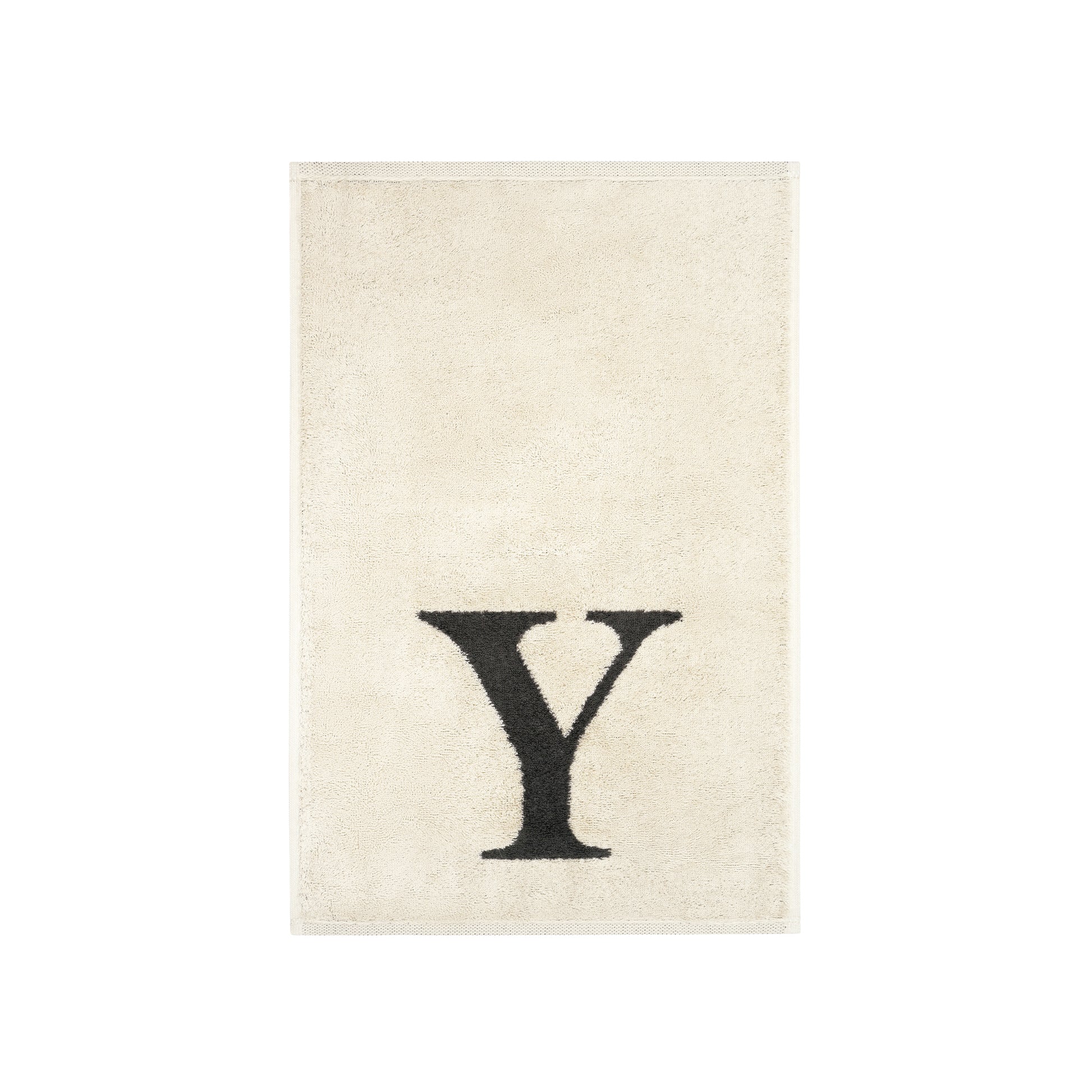 2er Set - Kleines Handtuch mit Buchstabe "Y" – Natur / Dunkelgrau