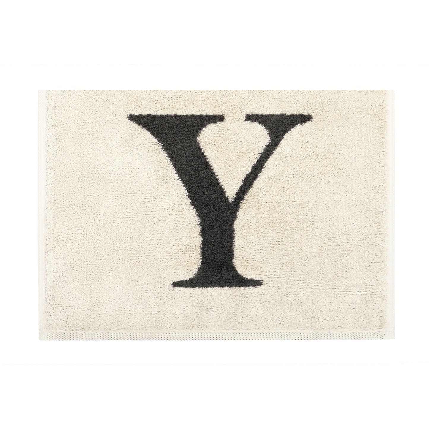 2er Set - Kleines Handtuch mit Buchstabe "Y" – Natur / Dunkelgrau