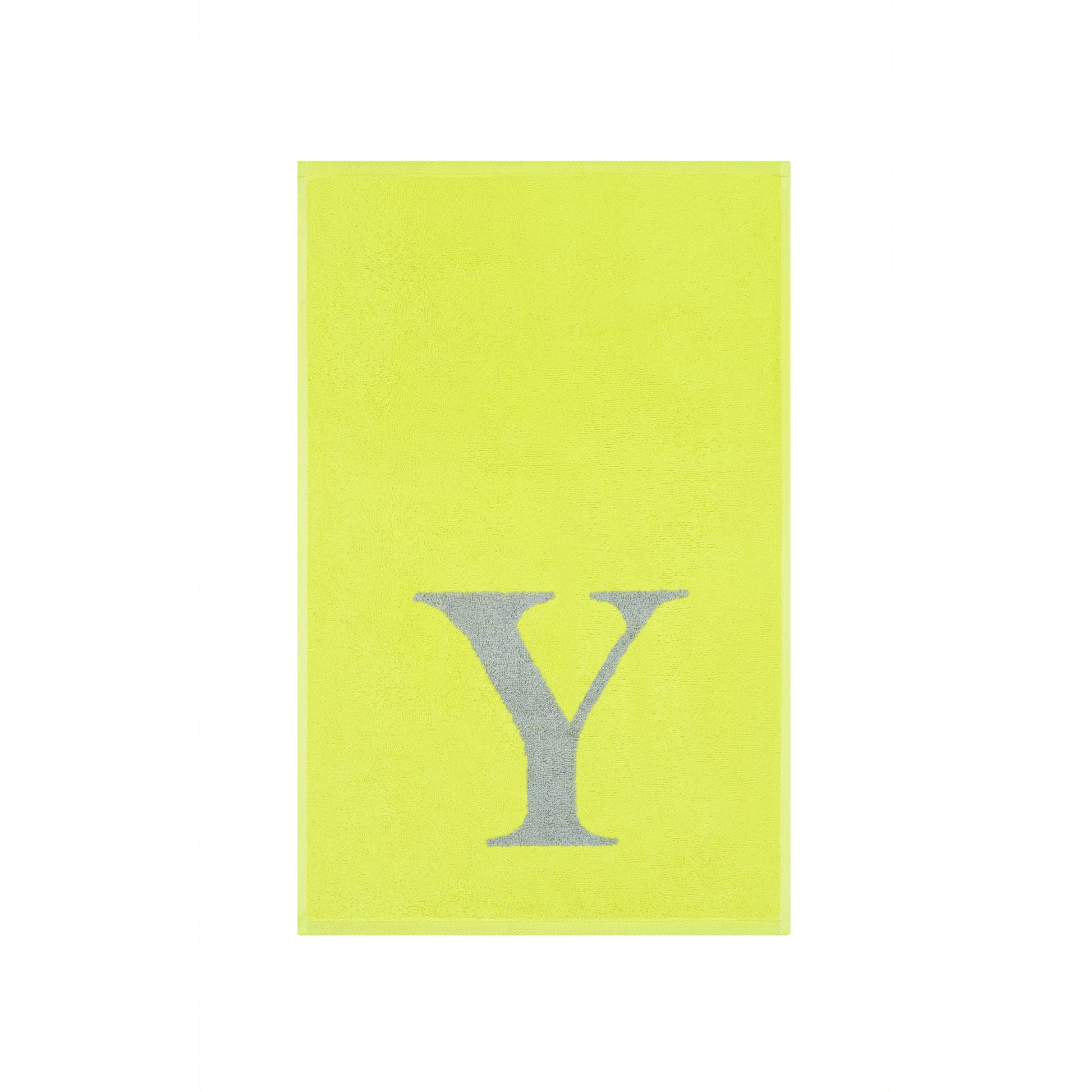 2er Set - Kleines Handtuch mit Buchstabe "Y" – Silber / Lime