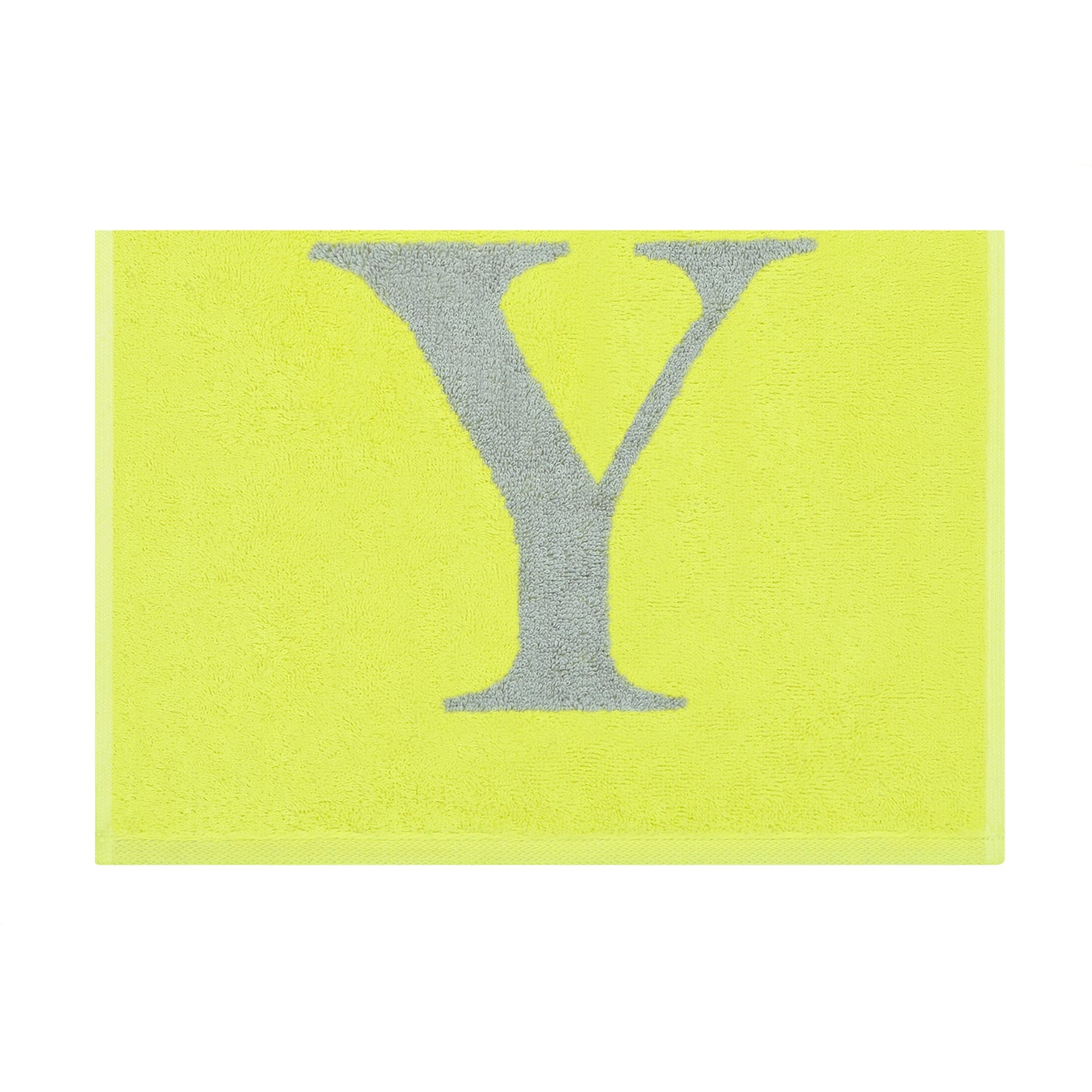 2er Set - Kleines Handtuch mit Buchstabe "Y" – Silber / Lime