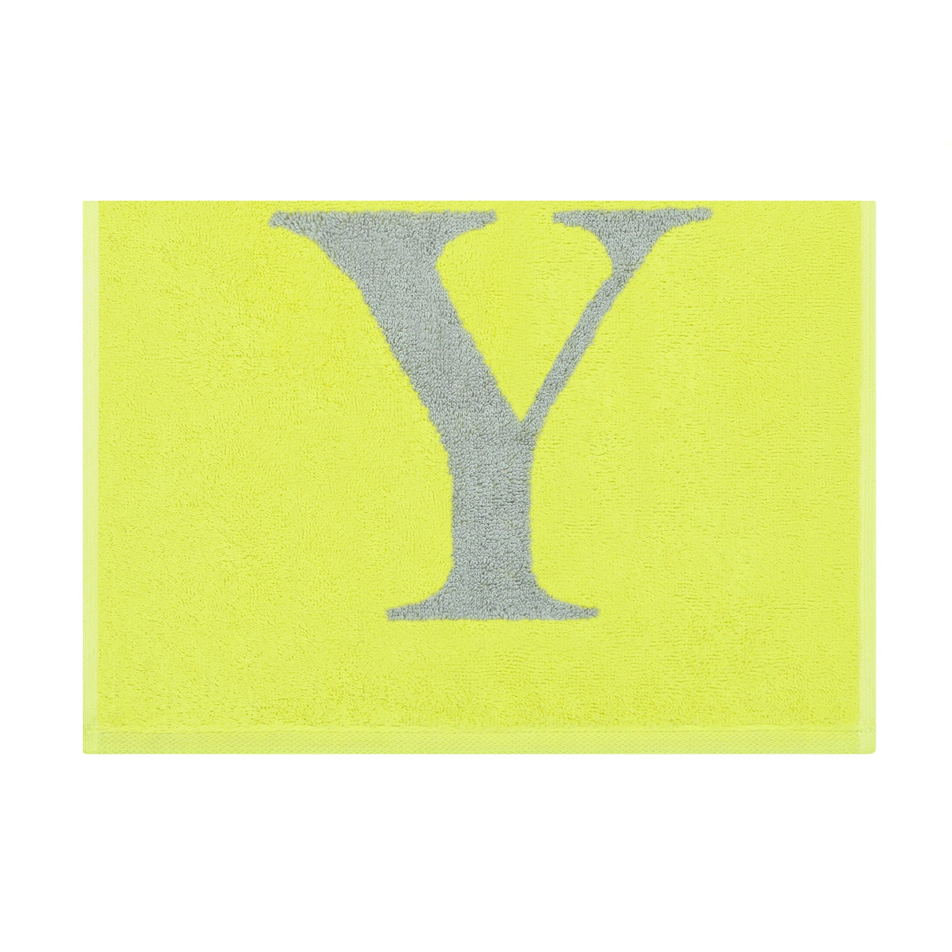 2er Set - Kleines Handtuch mit Buchstabe "Y" – Silber / Lime
