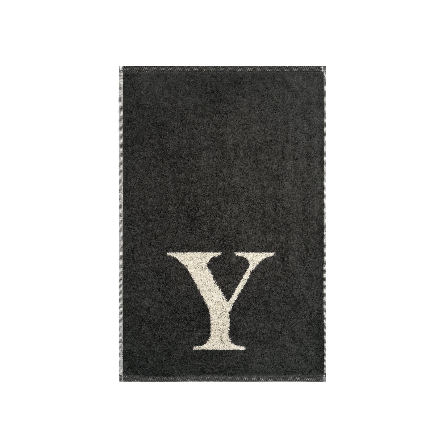 2er Set - Kleines Handtuch mit Buchstabe "Y" – Natur / Dunkelgrau
