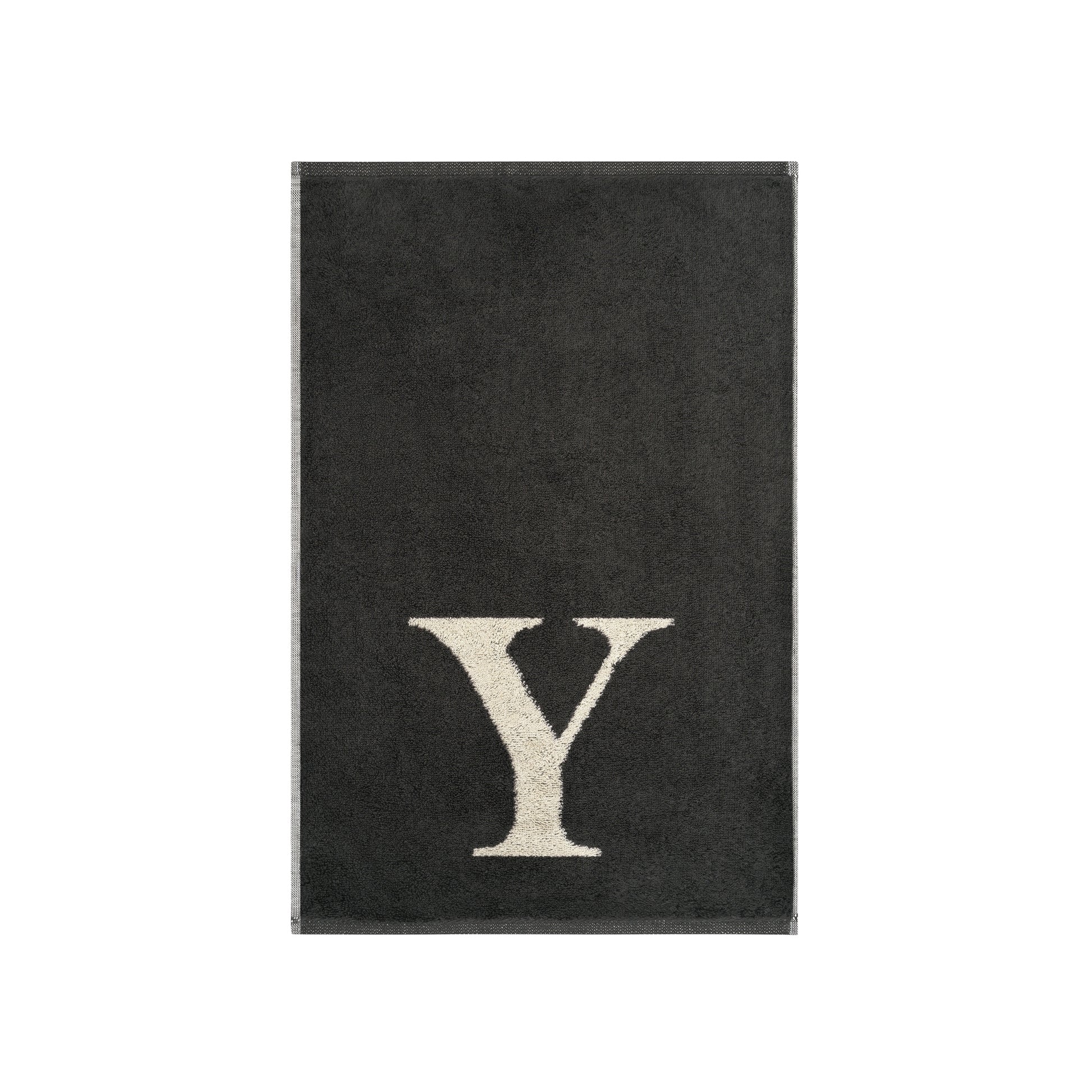 2er Set - Kleines Handtuch mit Buchstabe "Y" – Natur / Dunkelgrau