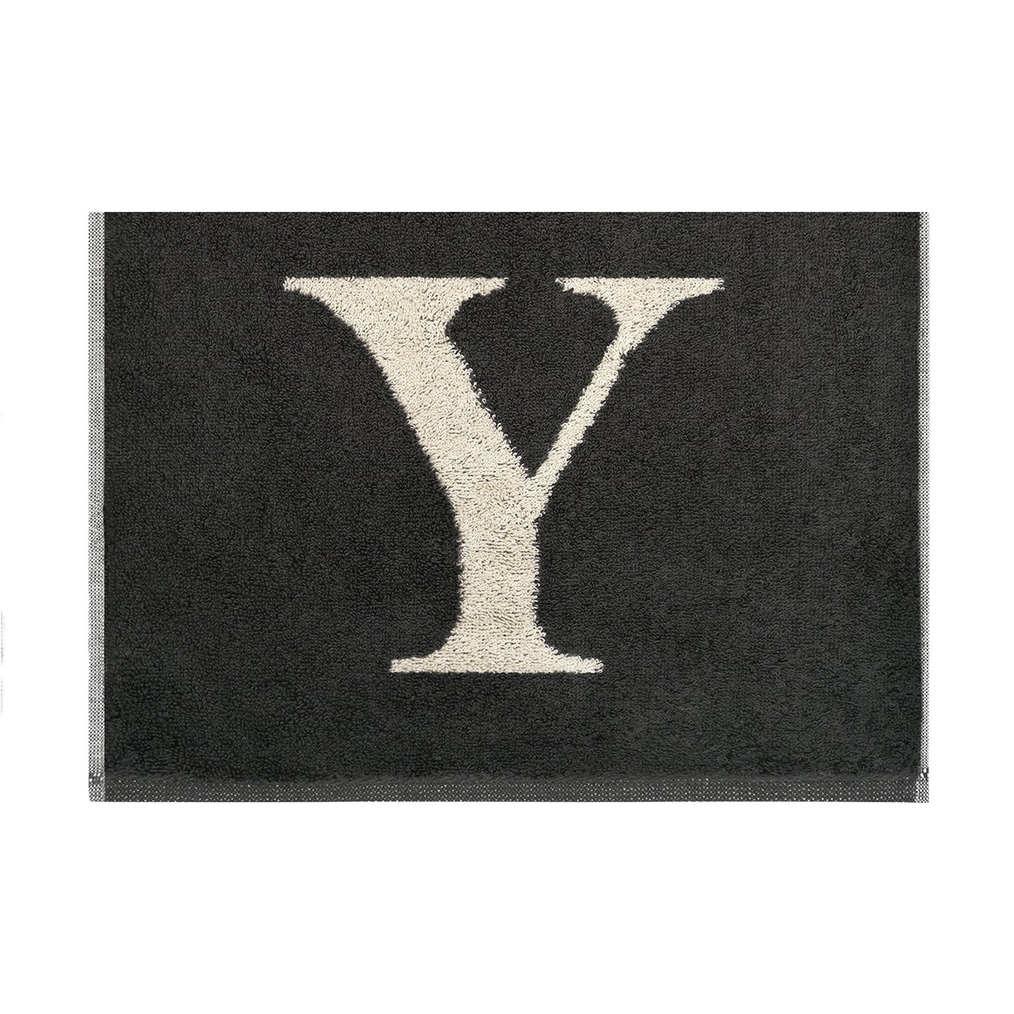 2er Set - Kleines Handtuch mit Buchstabe "Y" – Natur / Dunkelgrau