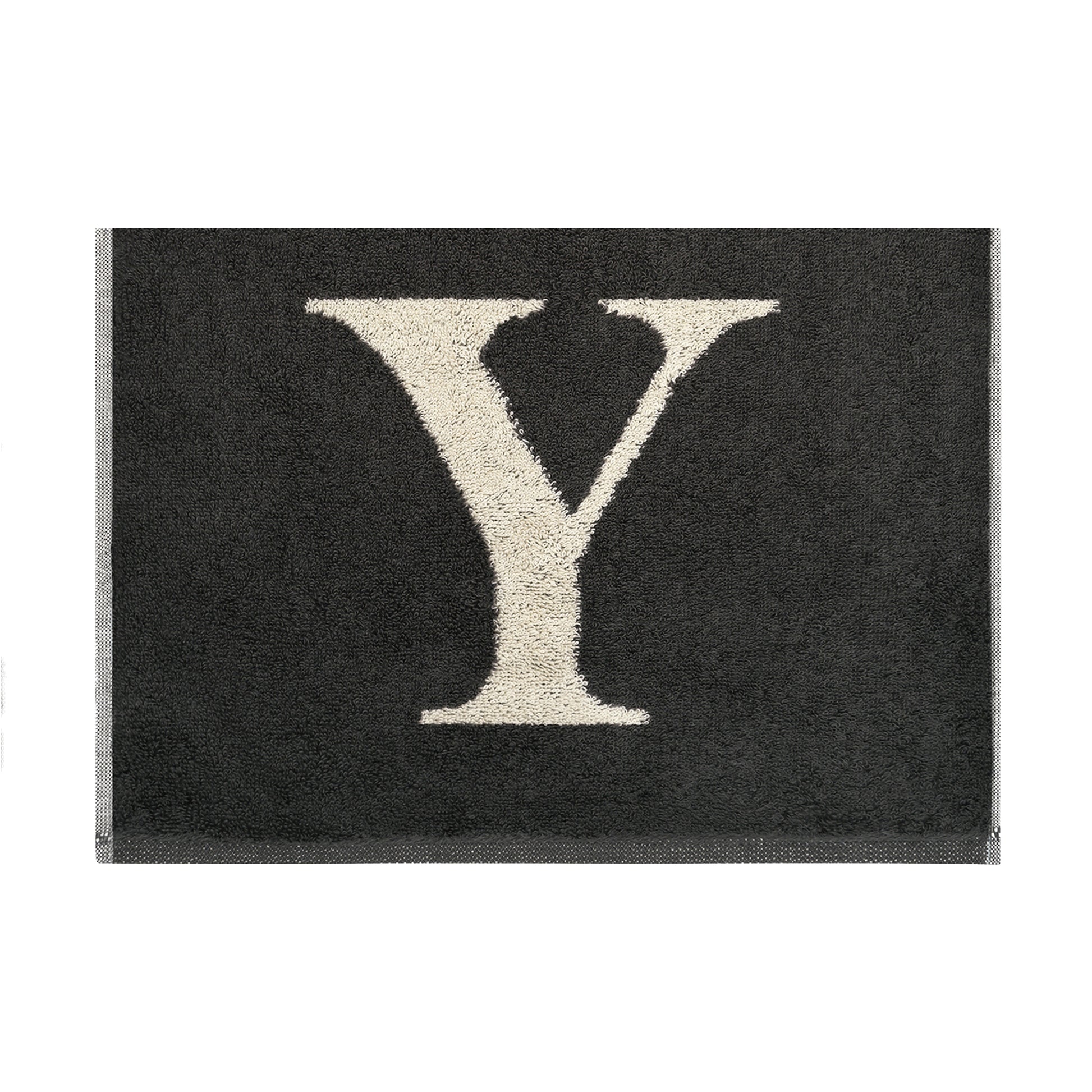 2er Set - Kleines Handtuch mit Buchstabe "Y" – Natur / Dunkelgrau