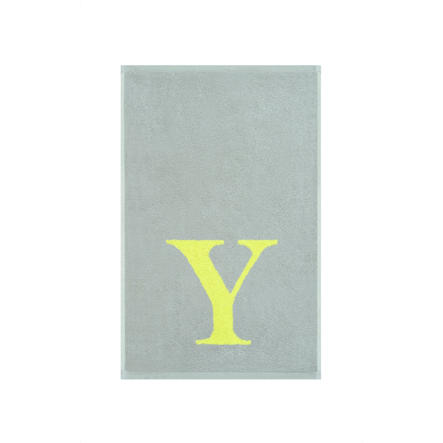 2er Set - Kleines Handtuch mit Buchstabe "Y" – Silber / Lime