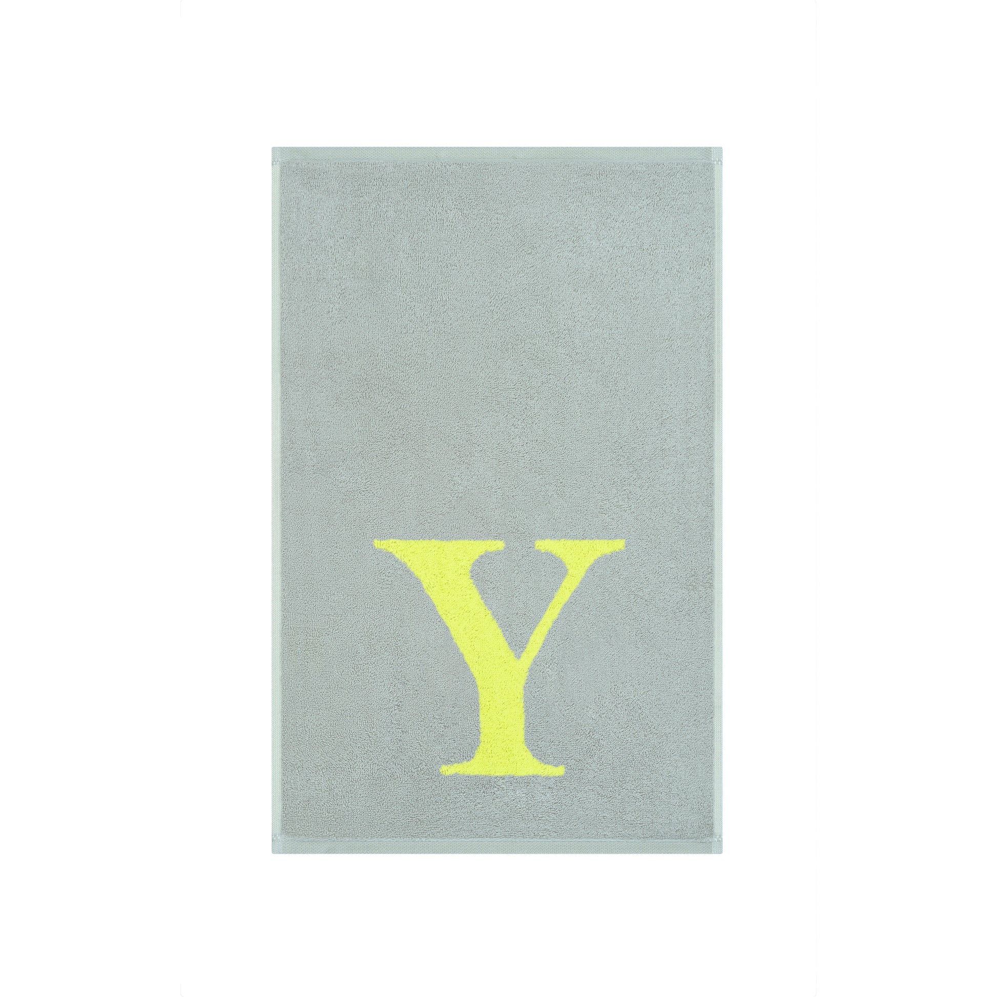 2er Set - Kleines Handtuch mit Buchstabe "Y" – Silber / Lime
