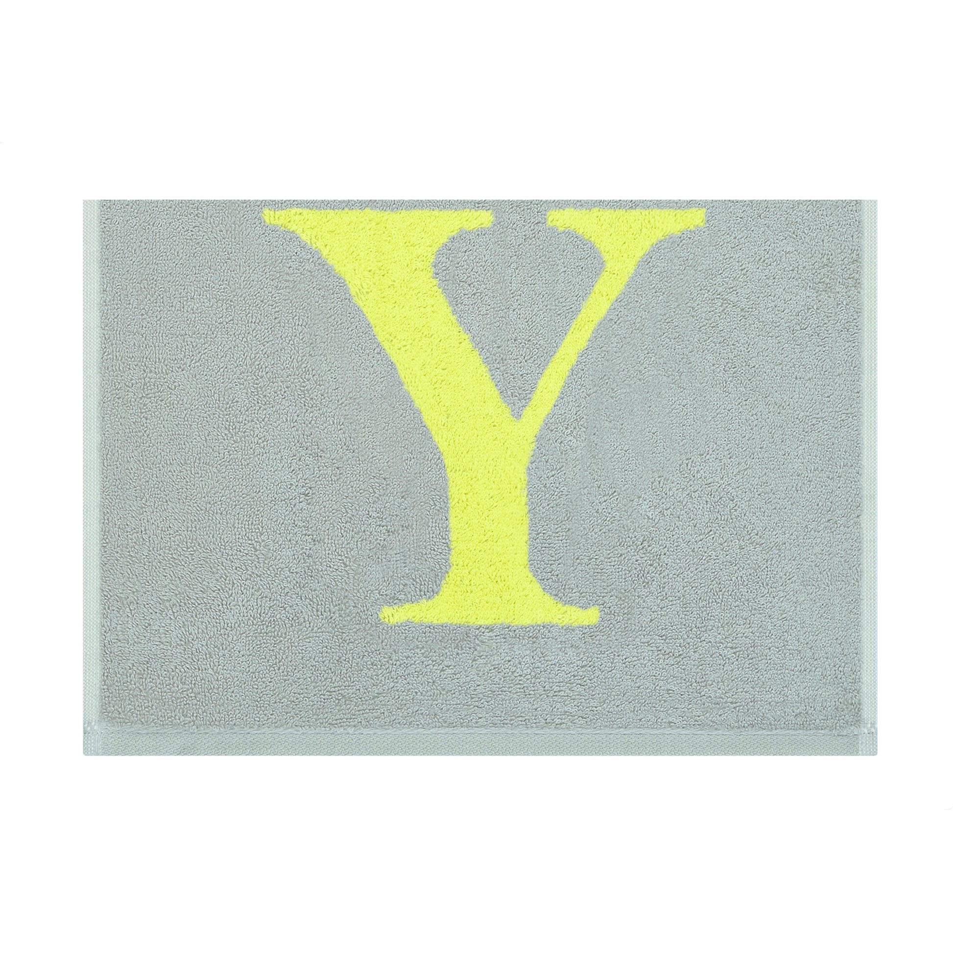 2er Set - Kleines Handtuch mit Buchstabe "Y" – Silber / Lime